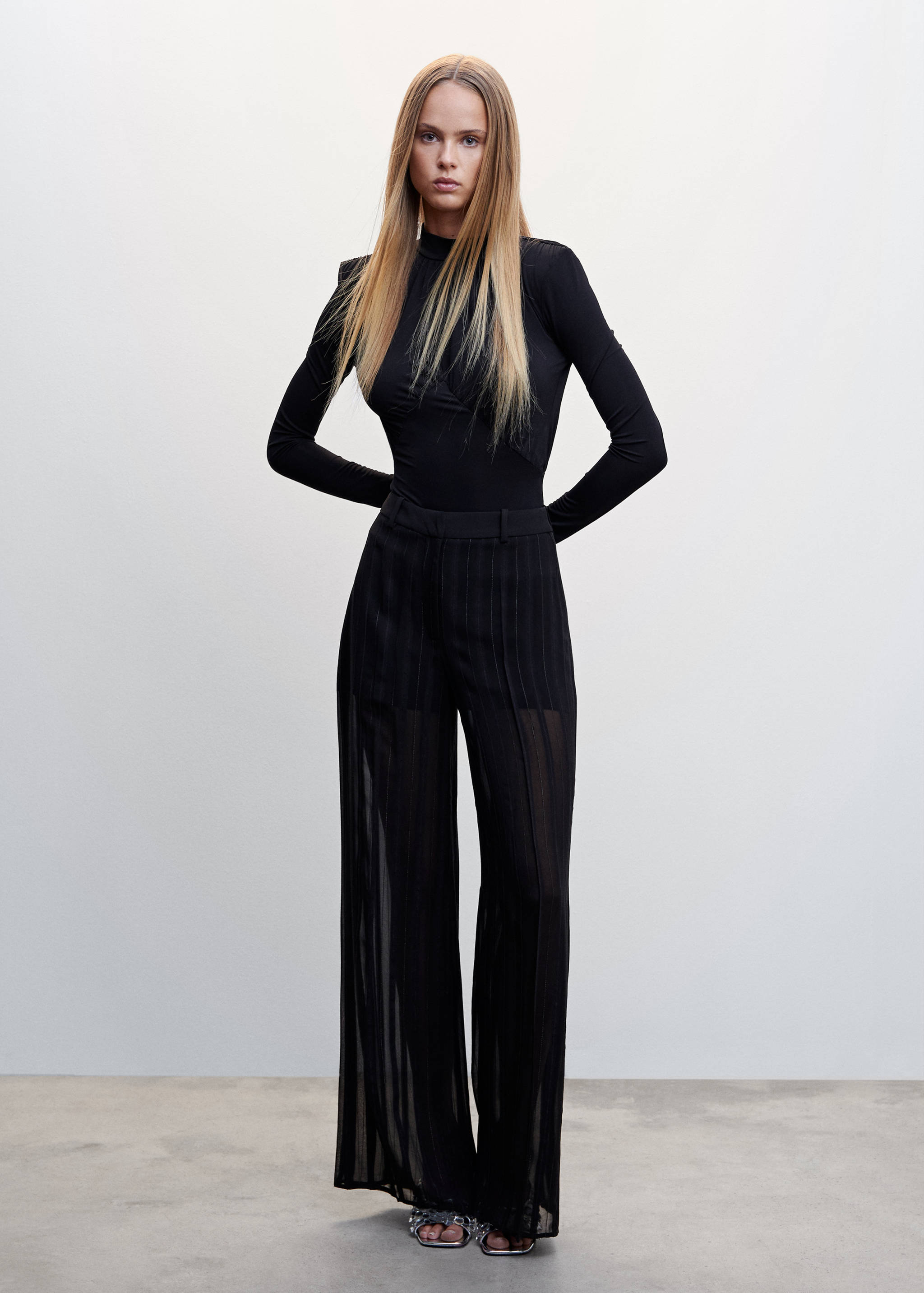 Semi-transparent pinstripe trousers - General plane