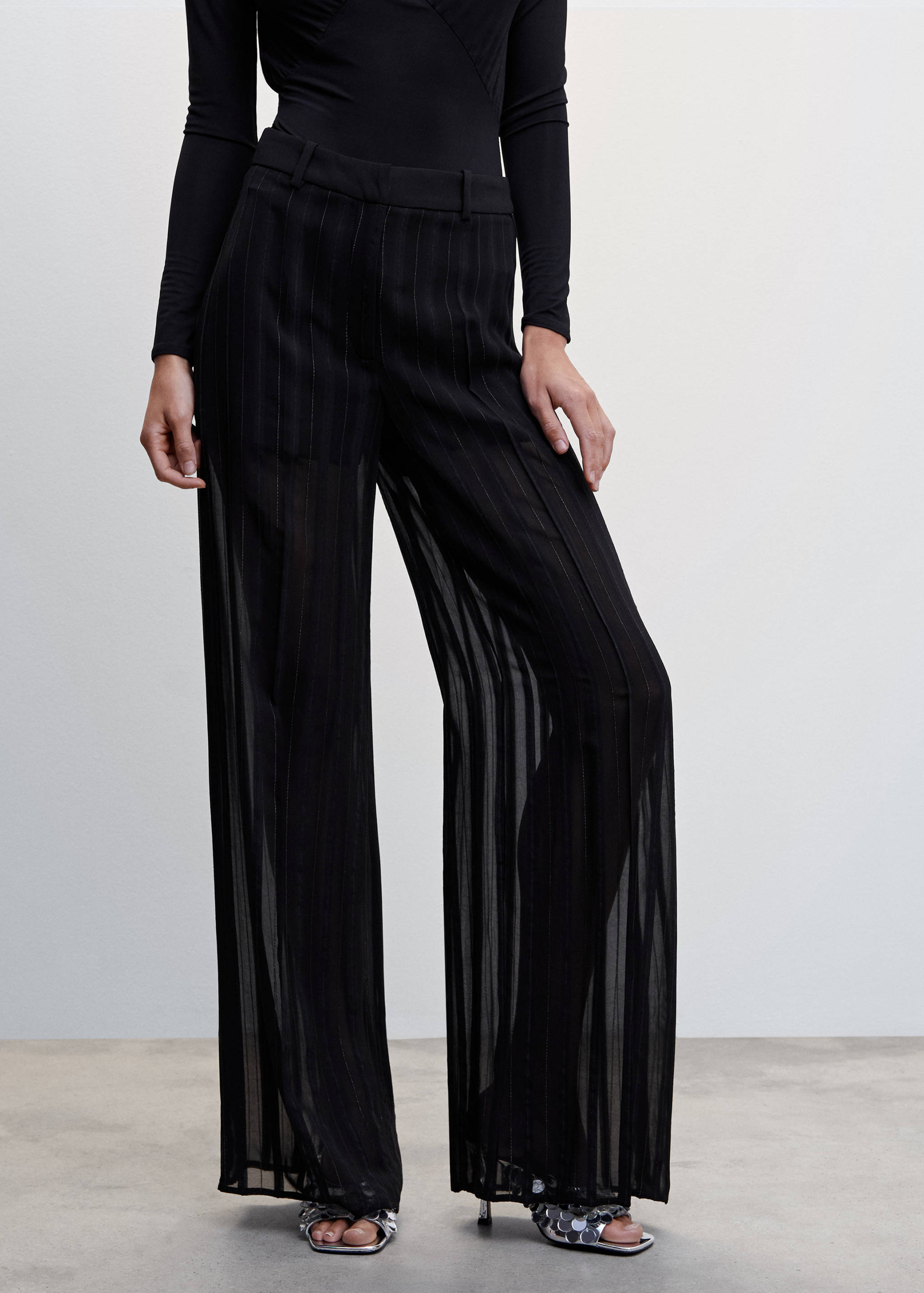 Semi-transparent pinstripe trousers - Medium plane