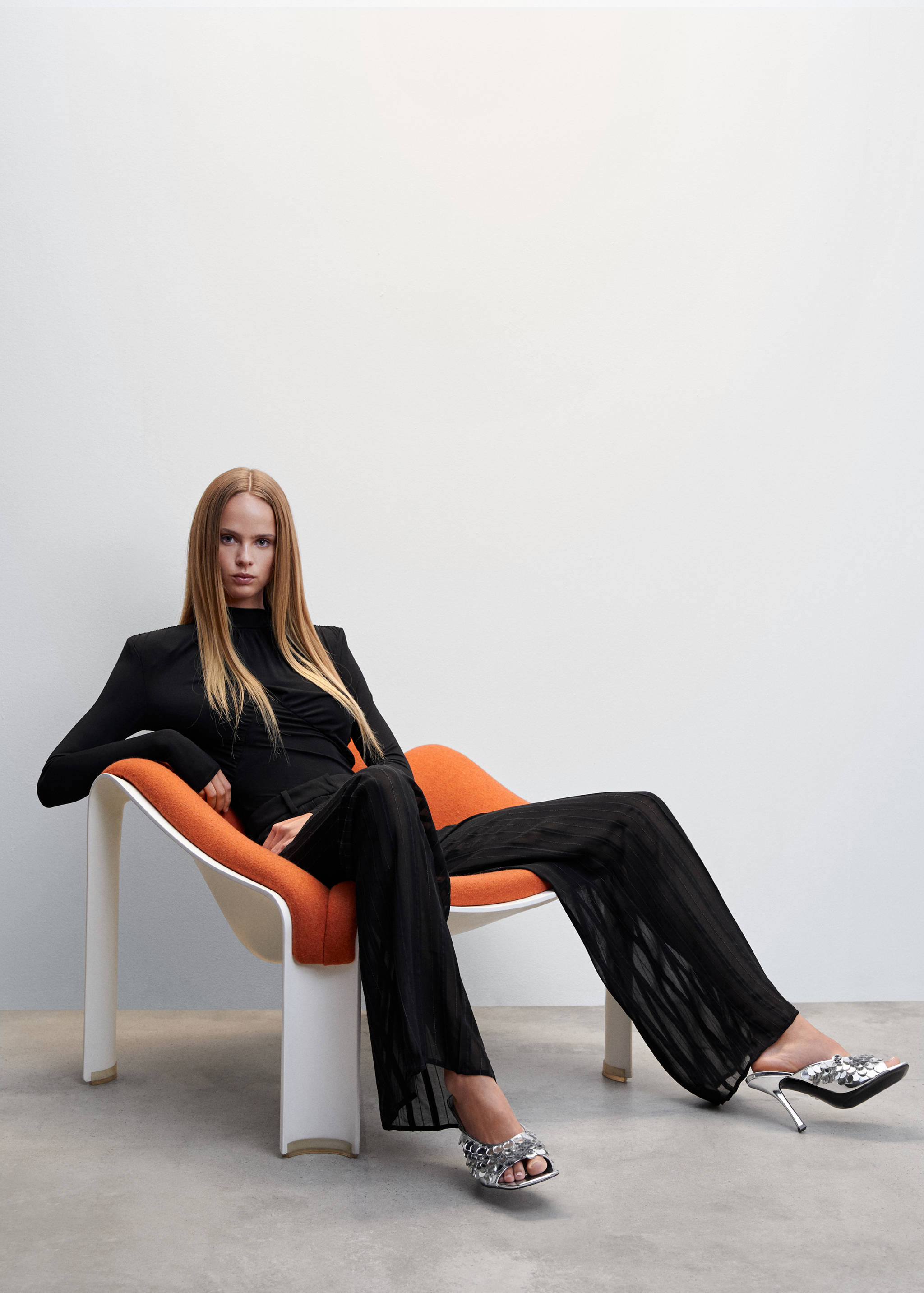 Semi-transparent pinstripe trousers - Details of the article 2