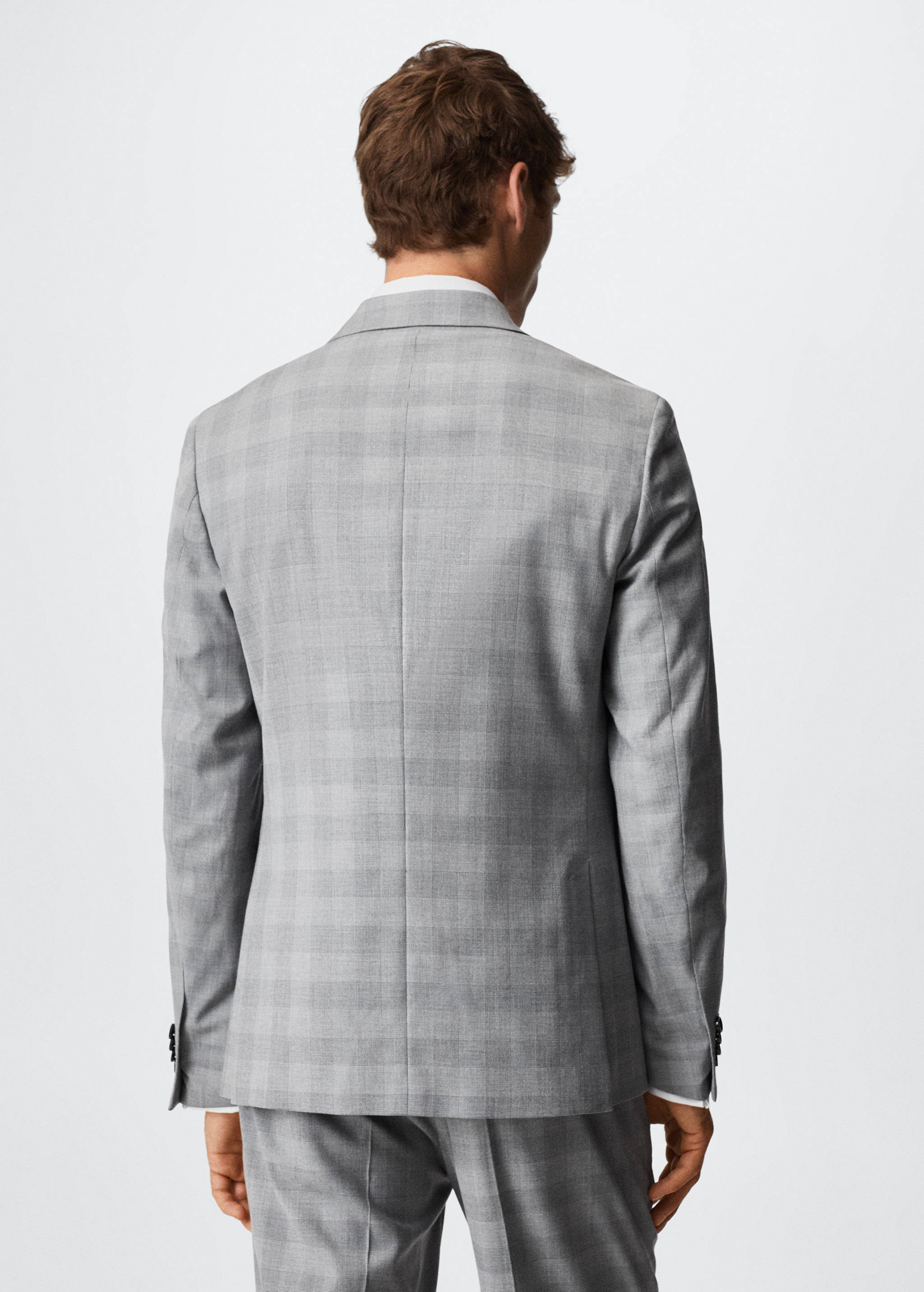 Slim fit checked double breasted suit blazer - Reverse of the article