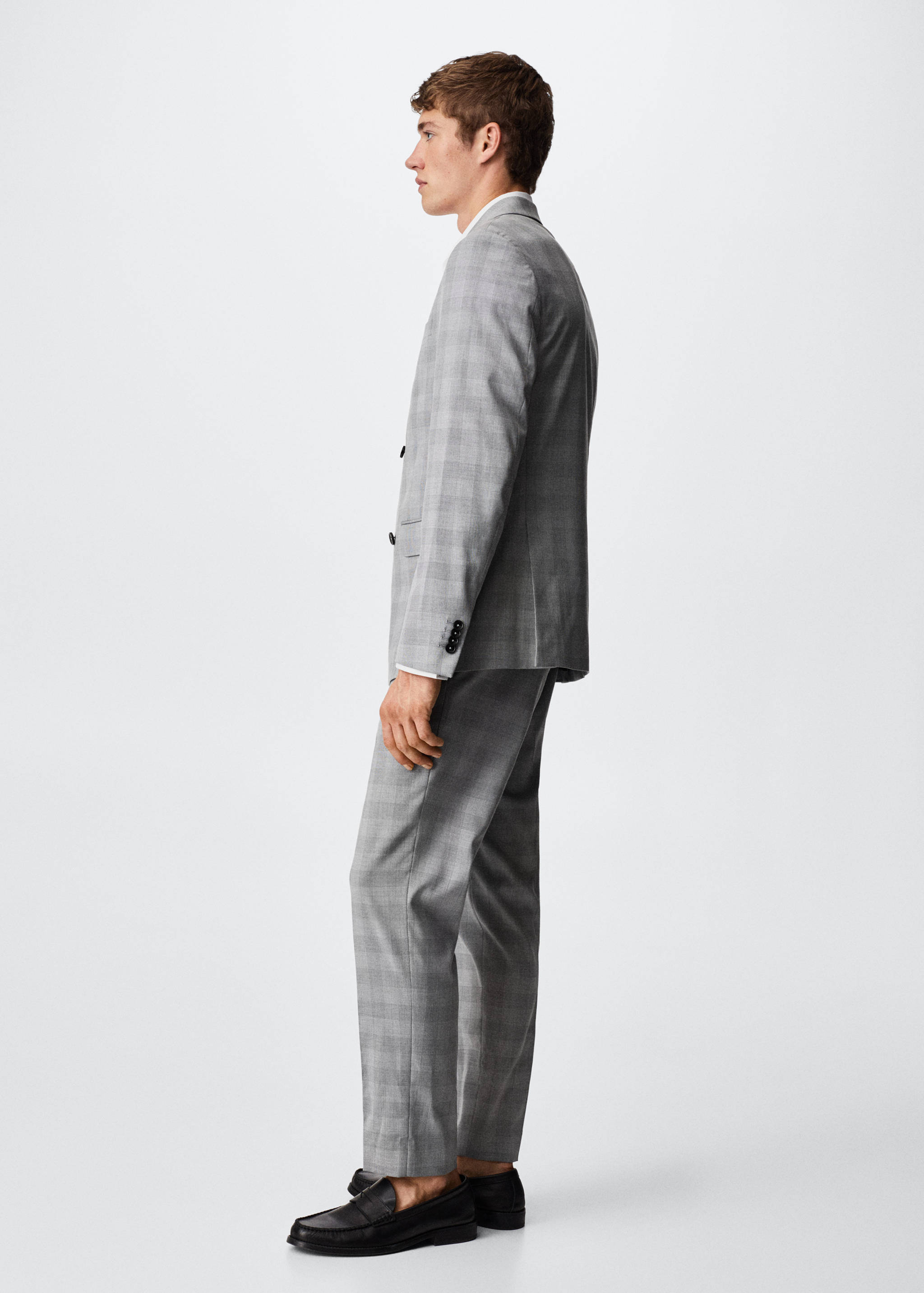 Slim fit checked double breasted suit blazer - Details of the article 1