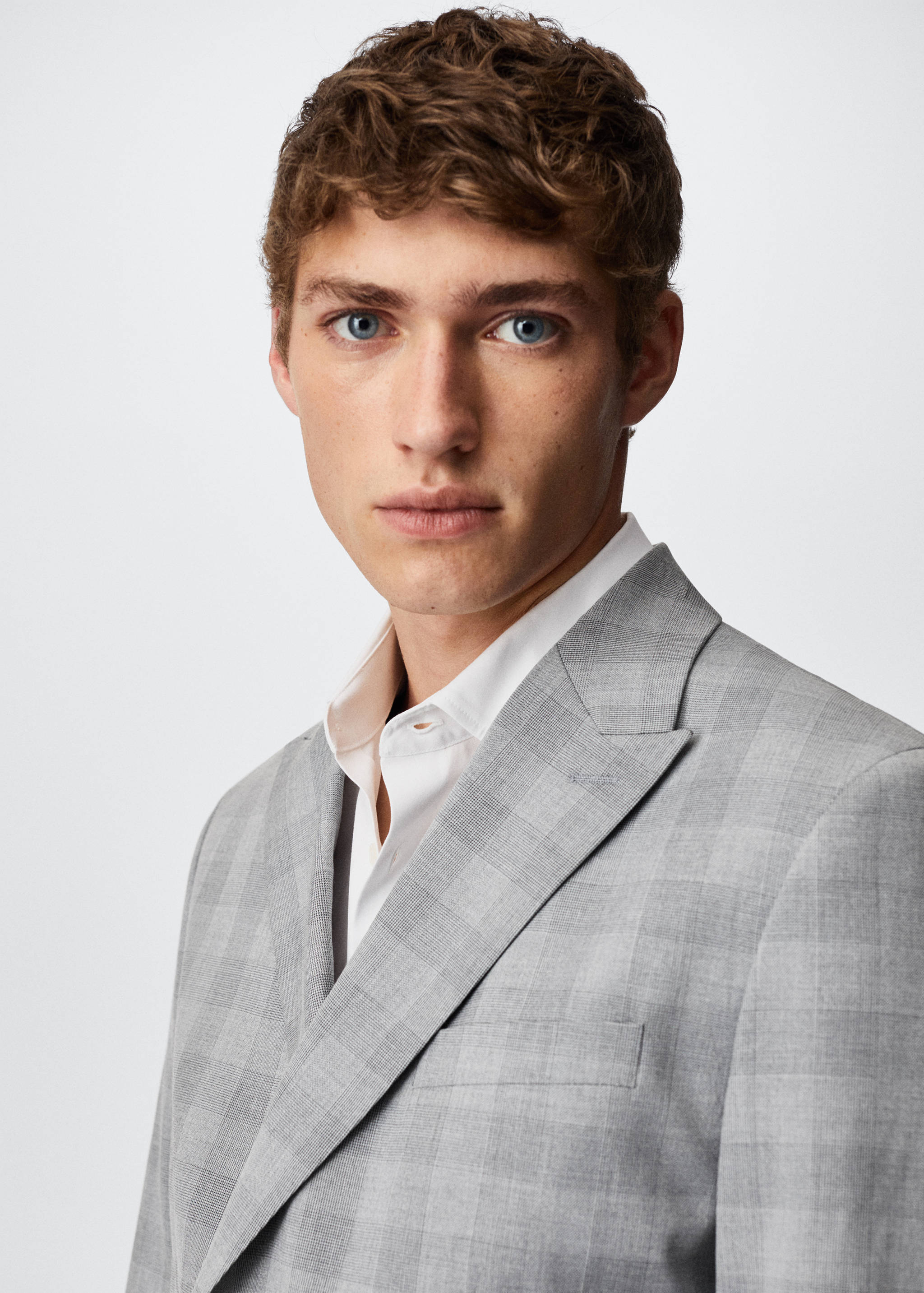 Slim fit checked double breasted suit blazer - Details of the article 2