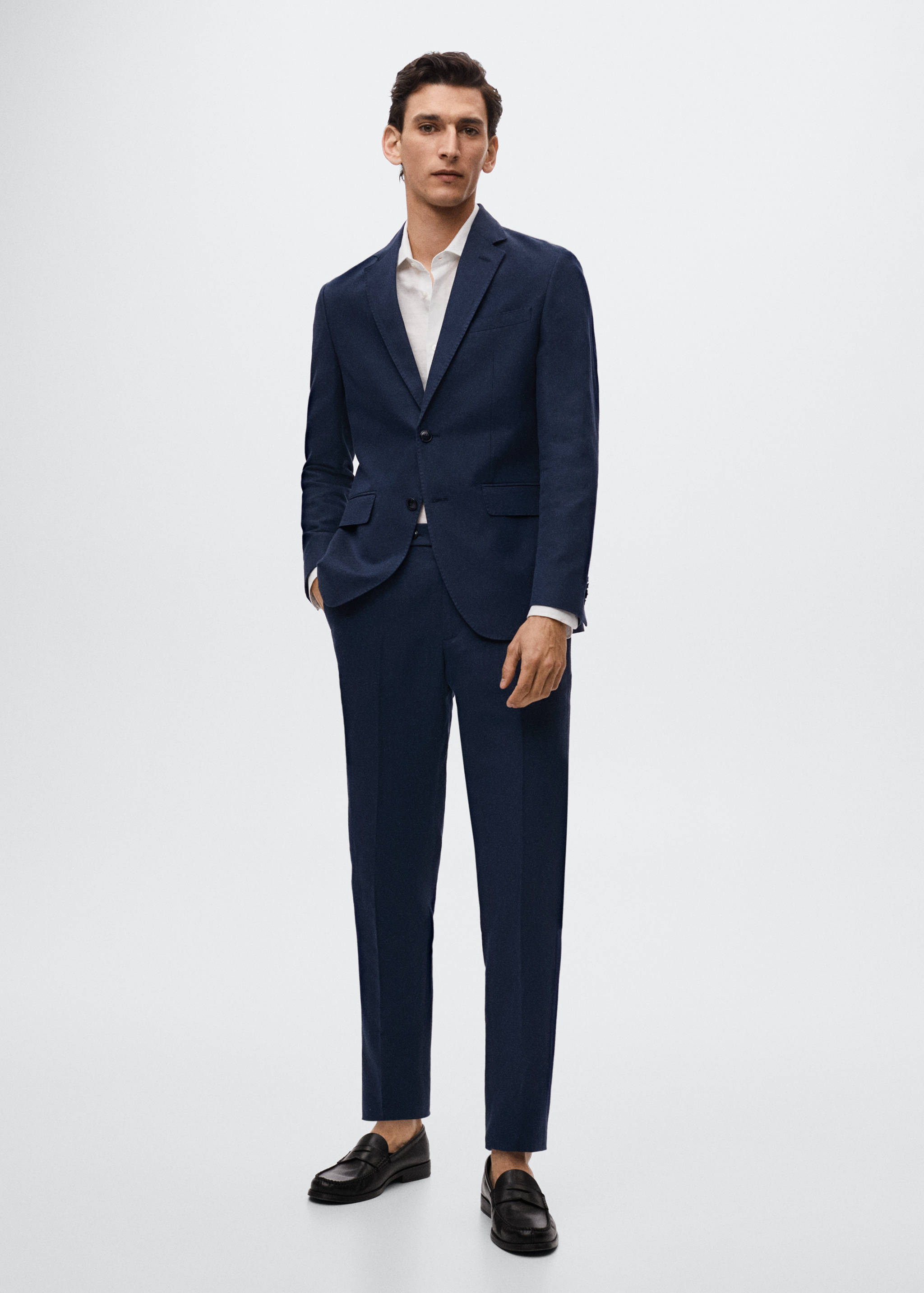 Slim fit linen suit blazer - General plane