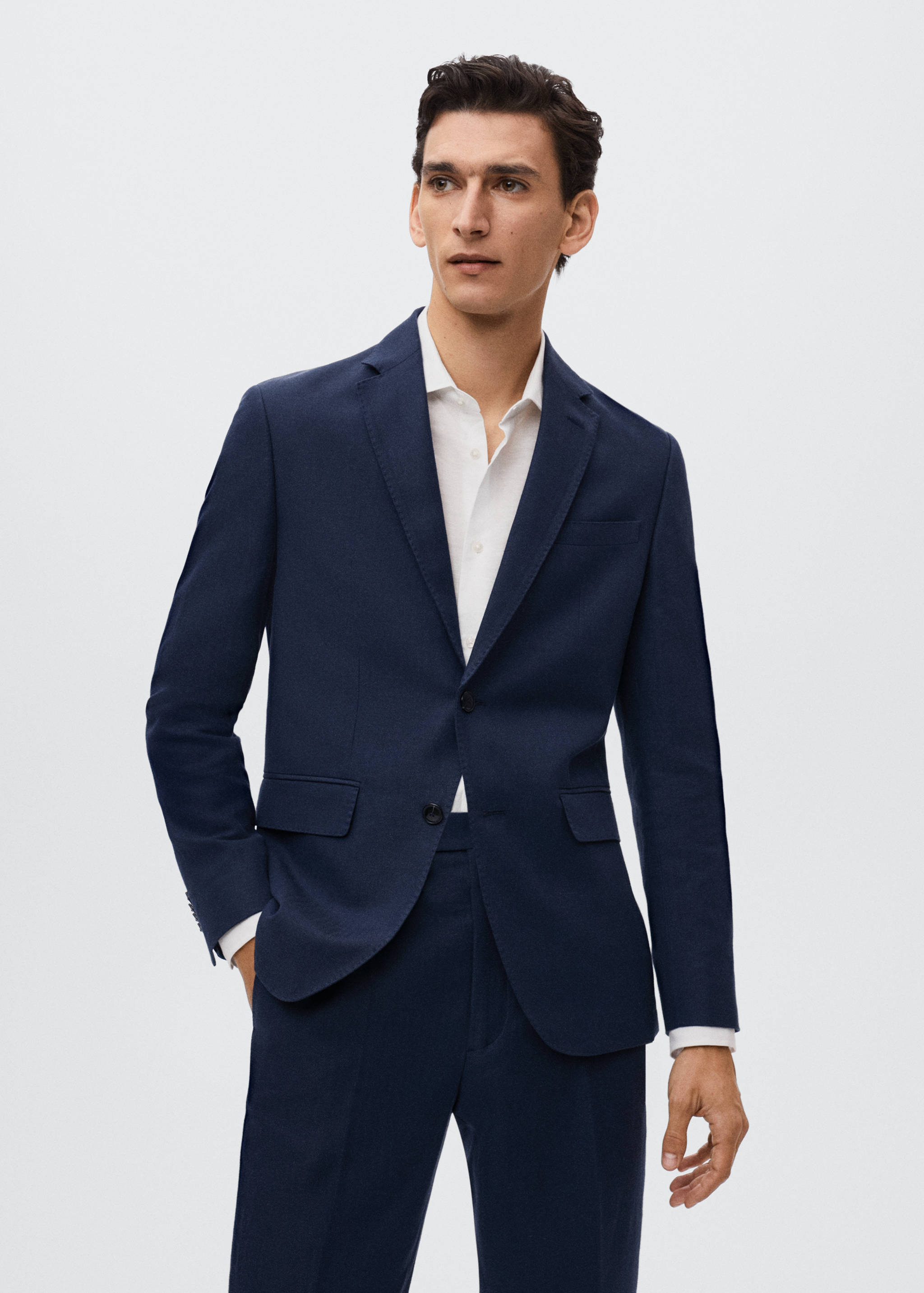 Slim fit linen suit blazer - Medium plane