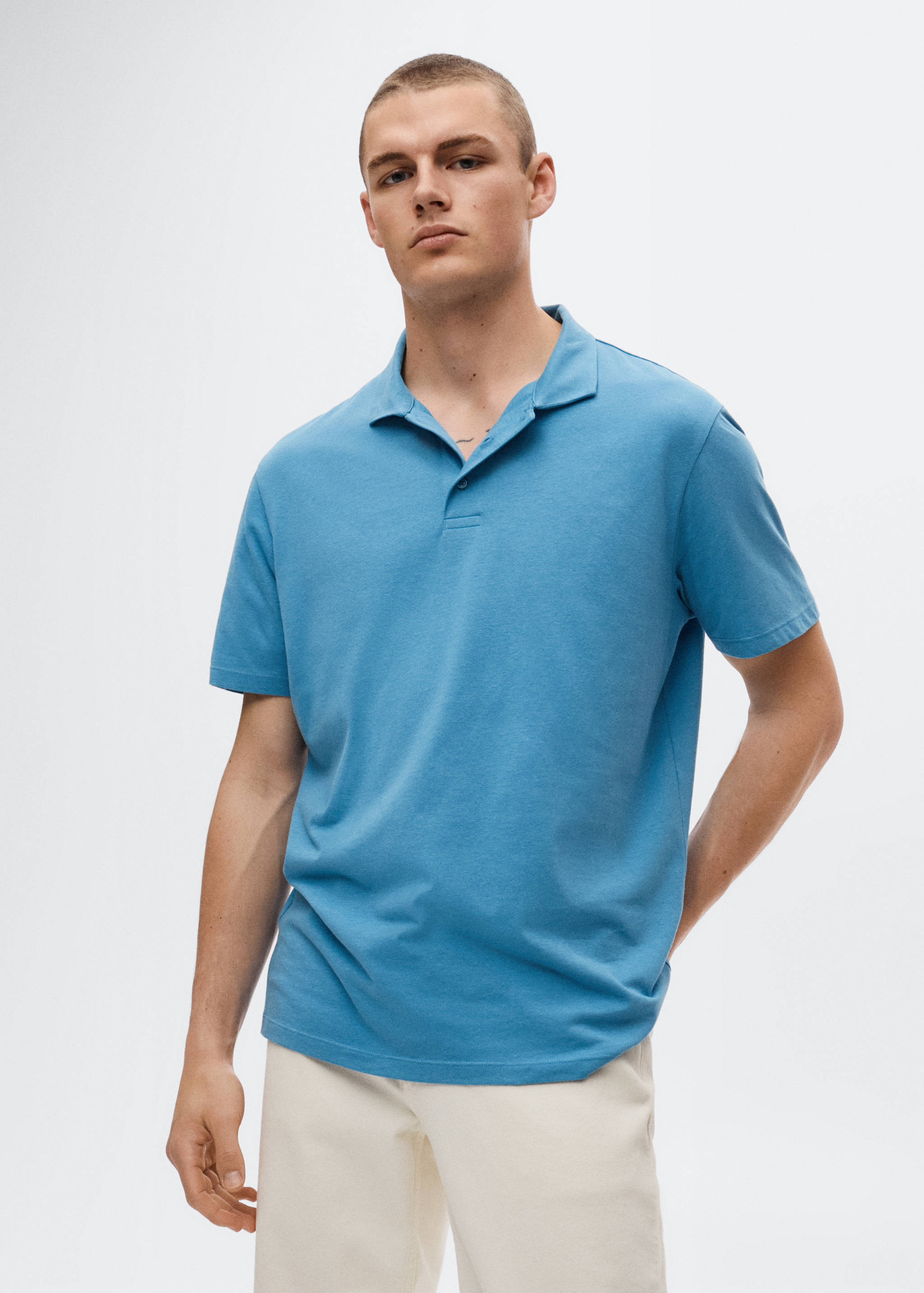 Lightweight cotton polo shirt - Medium plane