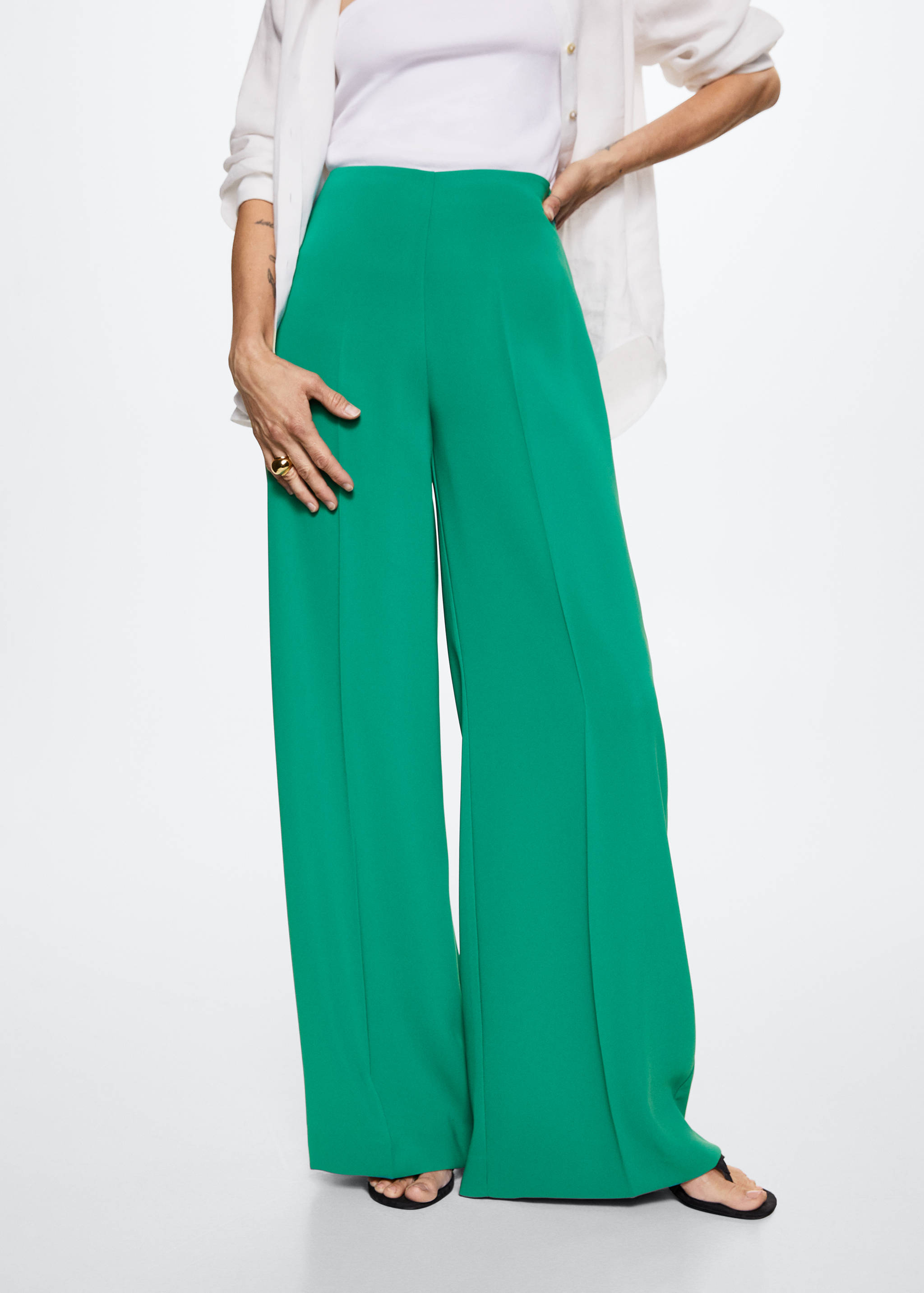 High-waist palazzo trousers - Medium plane