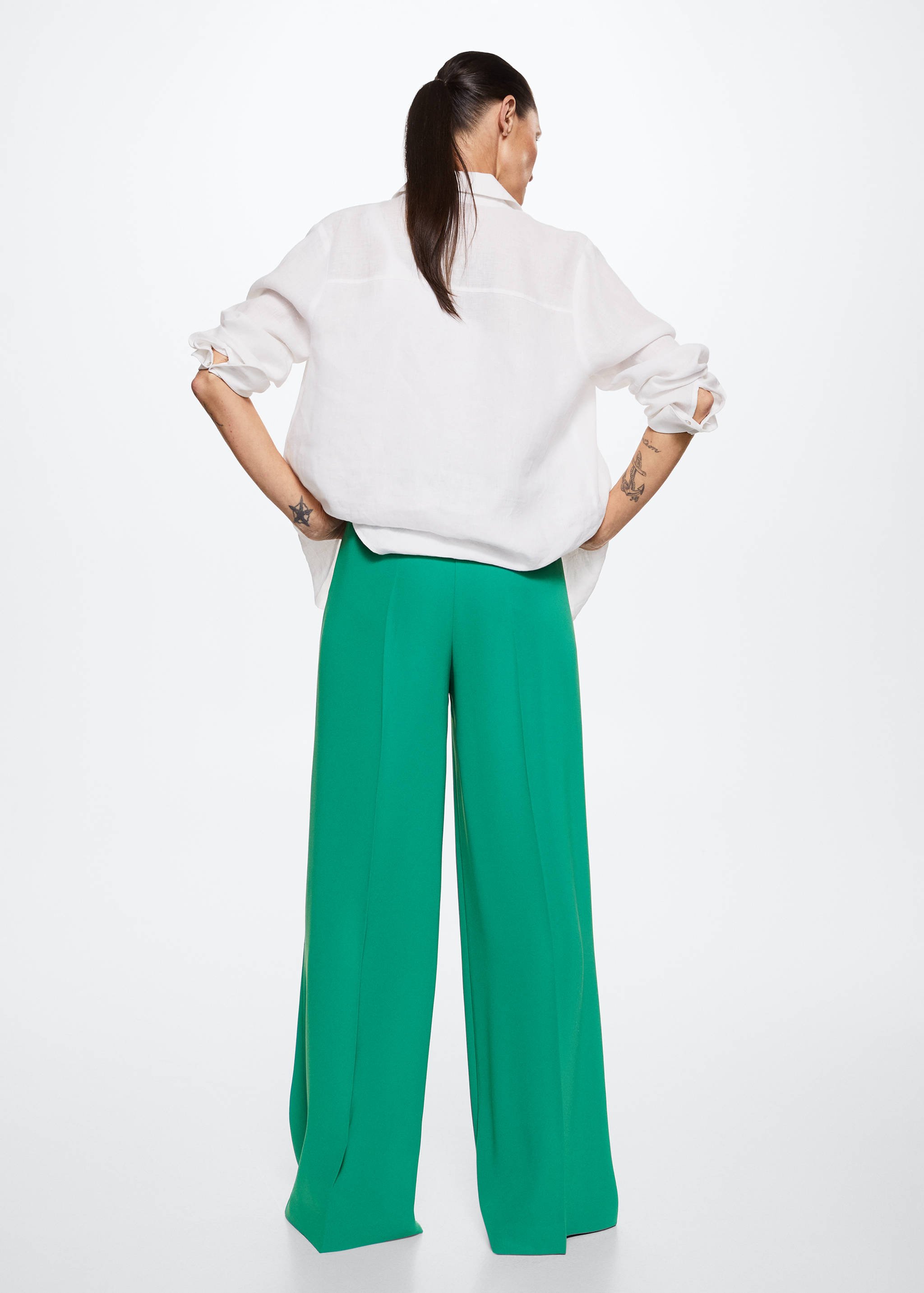 High-waist palazzo trousers - Reverse of the article