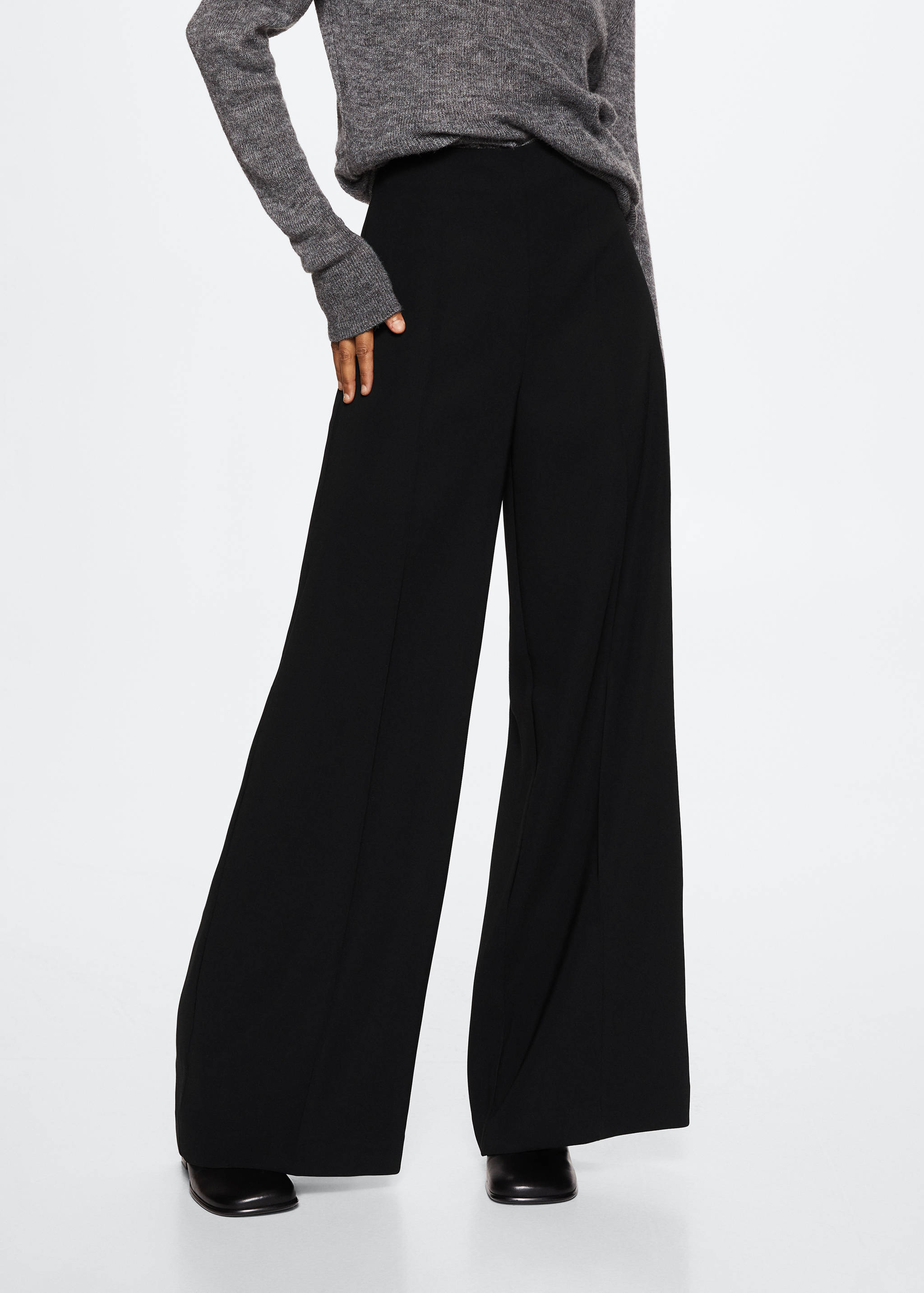 High-waist palazzo trousers - Medium plane