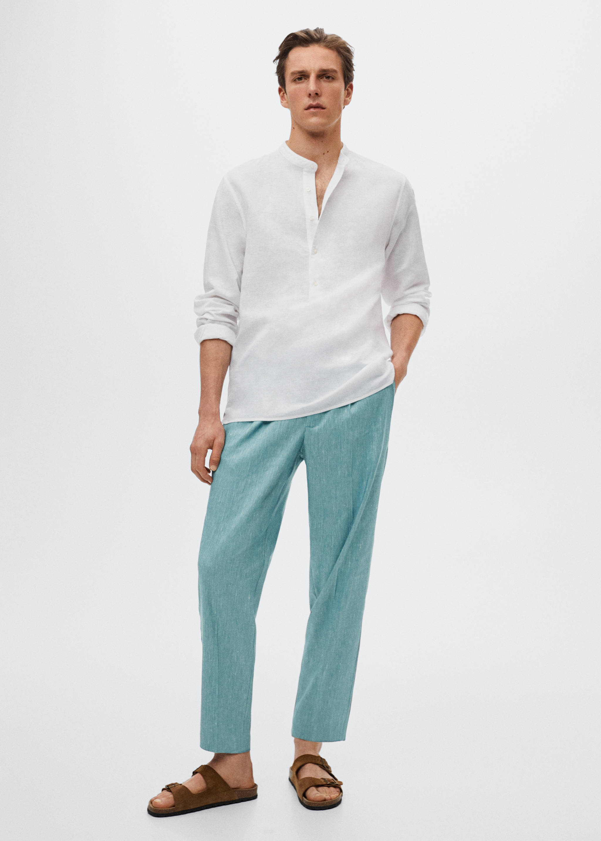 Pleated linen trousers - General plane