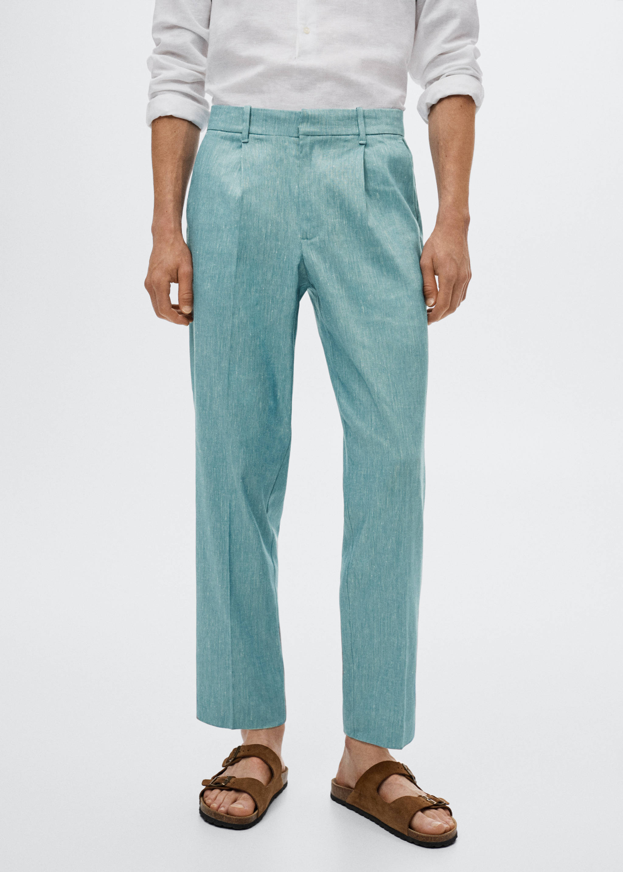Pleated linen trousers - Medium plane