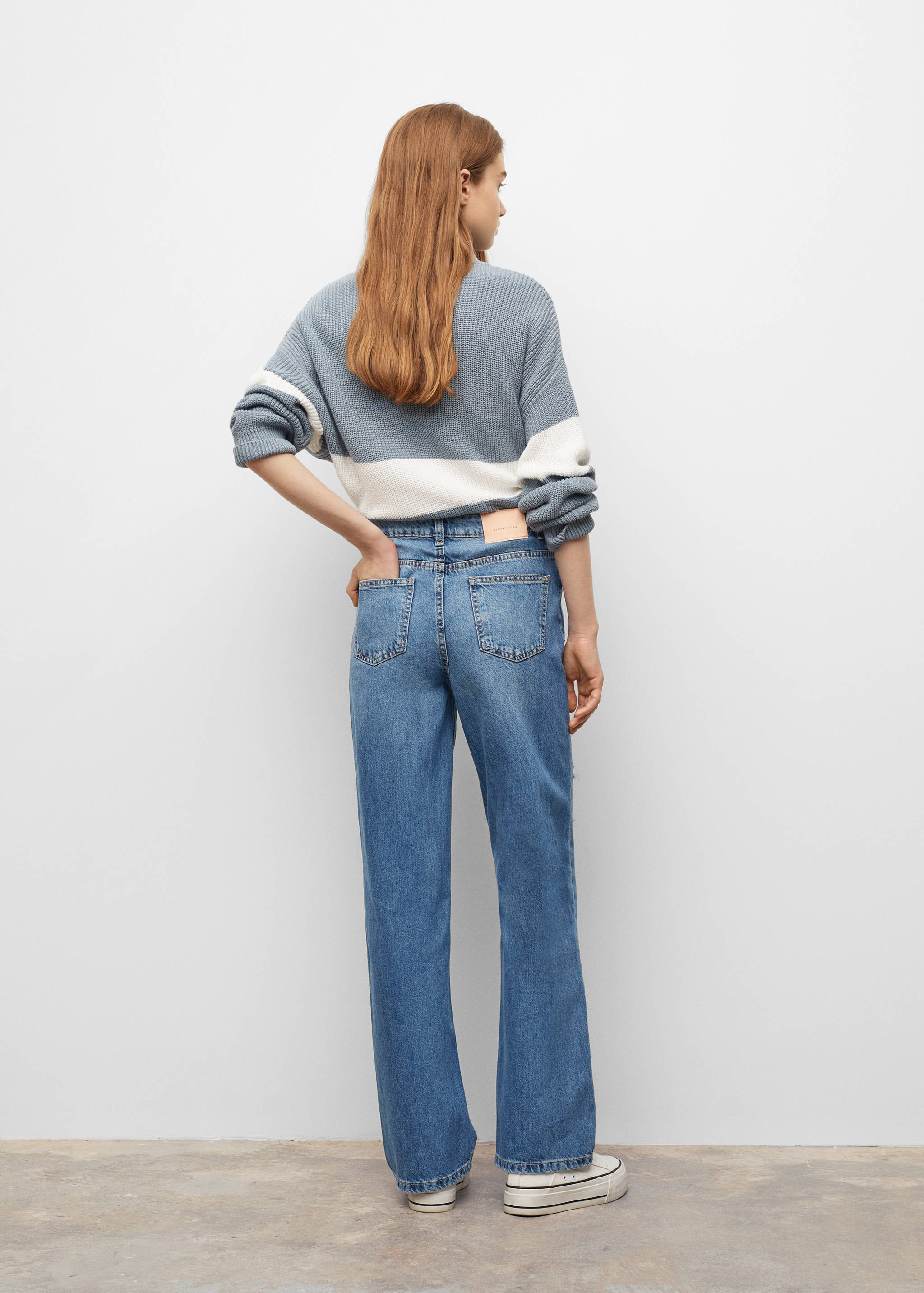 Decorative ripped wideleg jeans - Reverse of the article