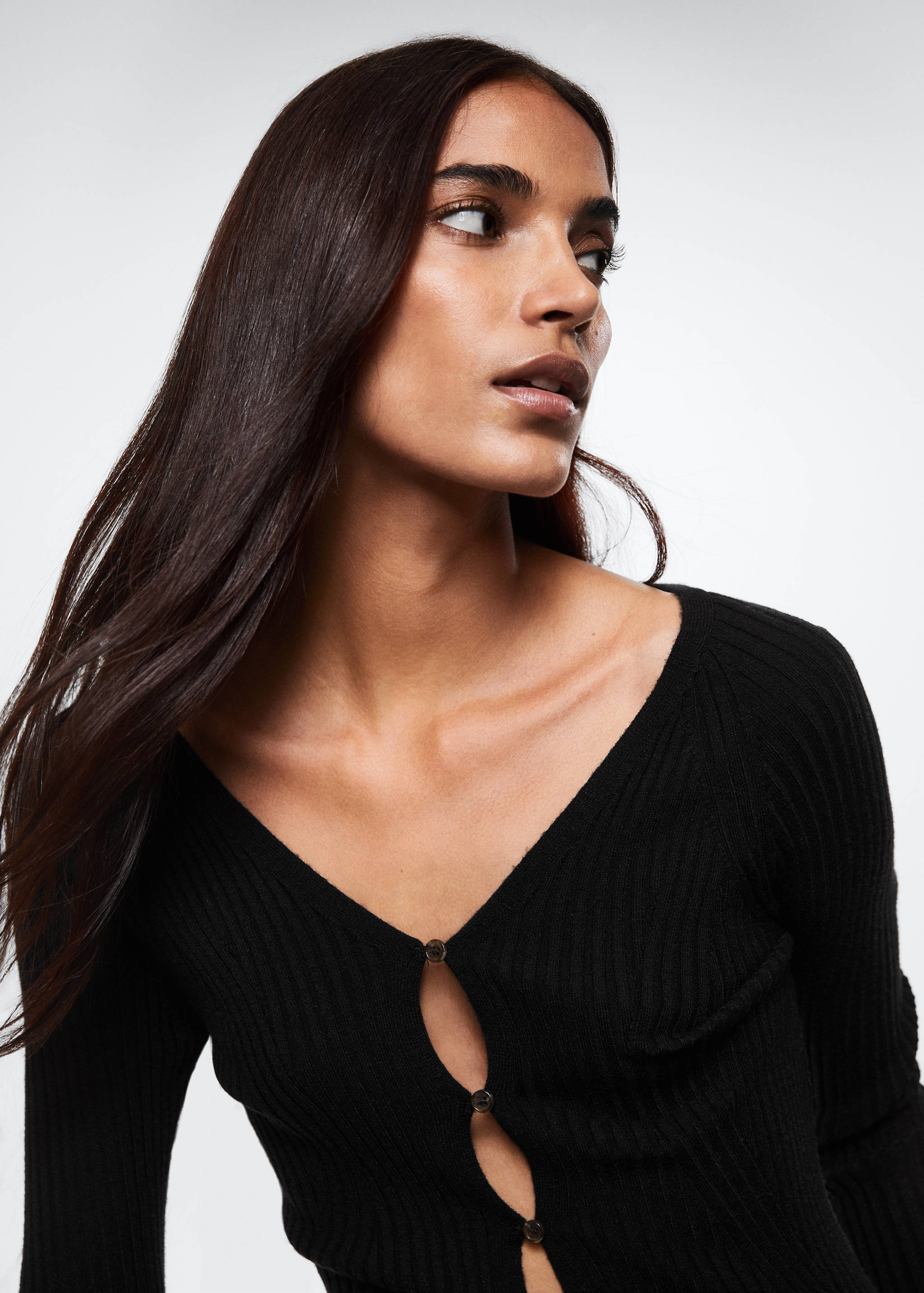 Geknöpfter Cardigan mit Rippstruktur - Detail des Artikels 1