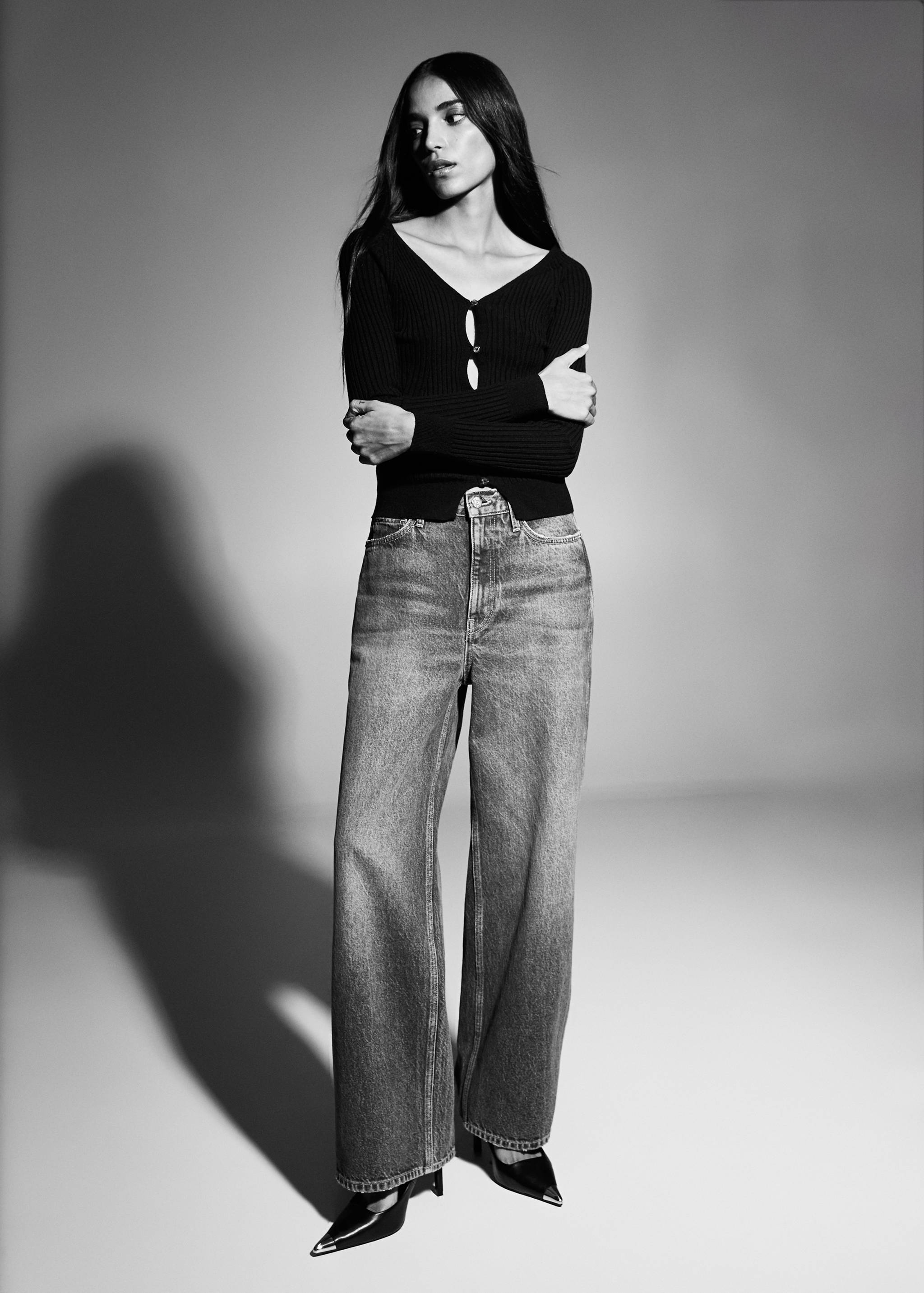 Geknöpfter Cardigan mit Rippstruktur - Detail des Artikels 3