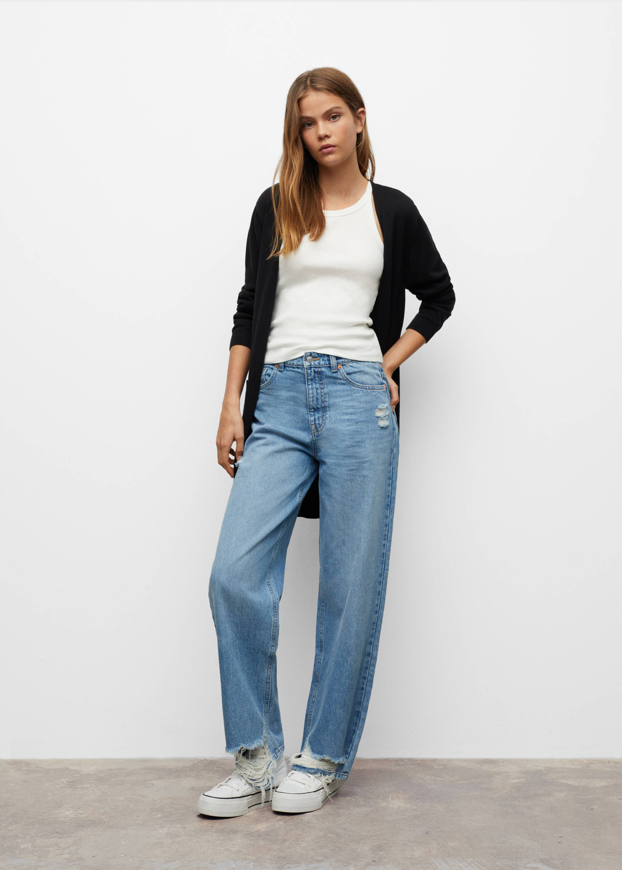 Cardigan i strikket bomull - Halvtotal bildeutsnitt