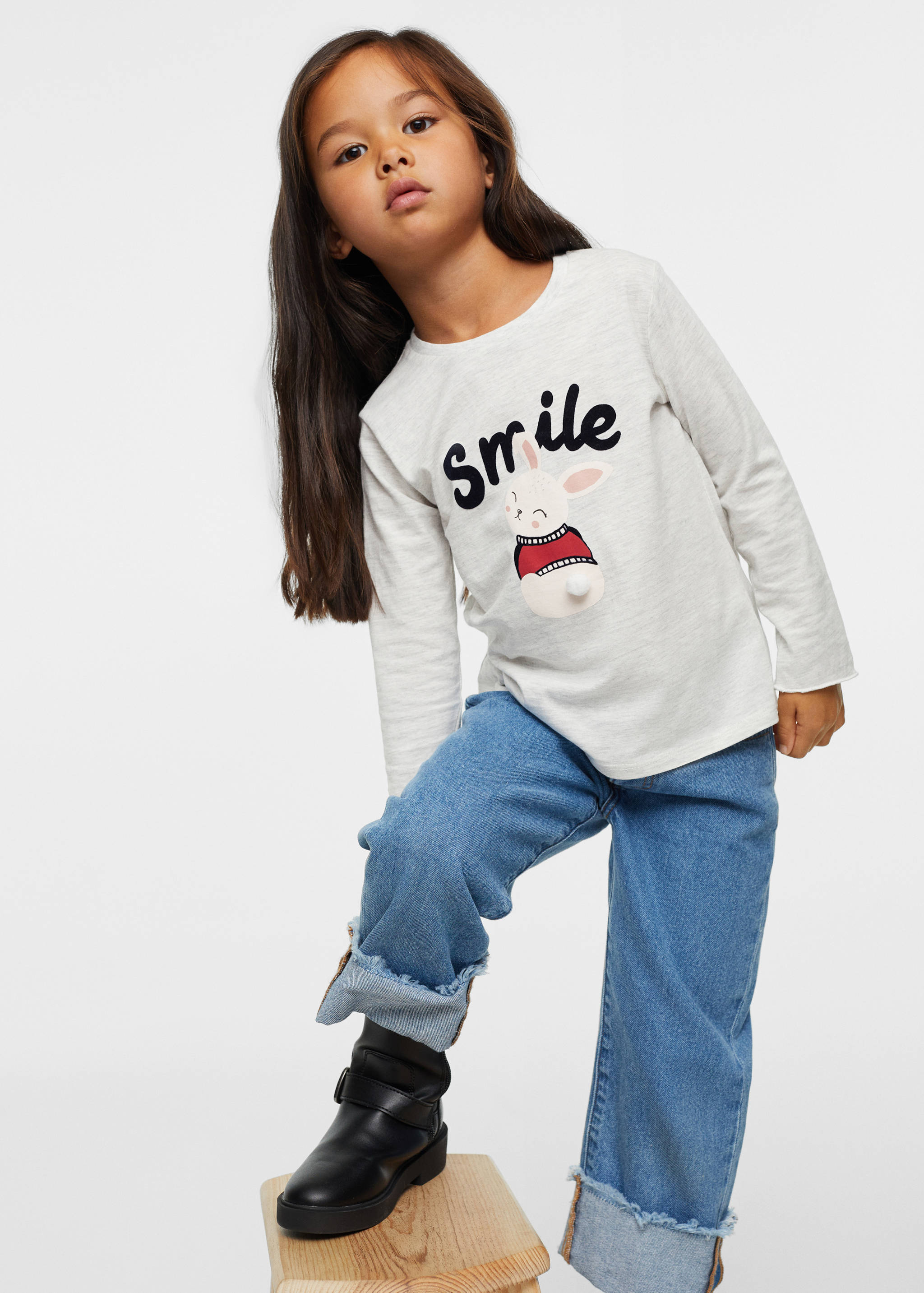 Camiseta manga larga estampada - Plano medio