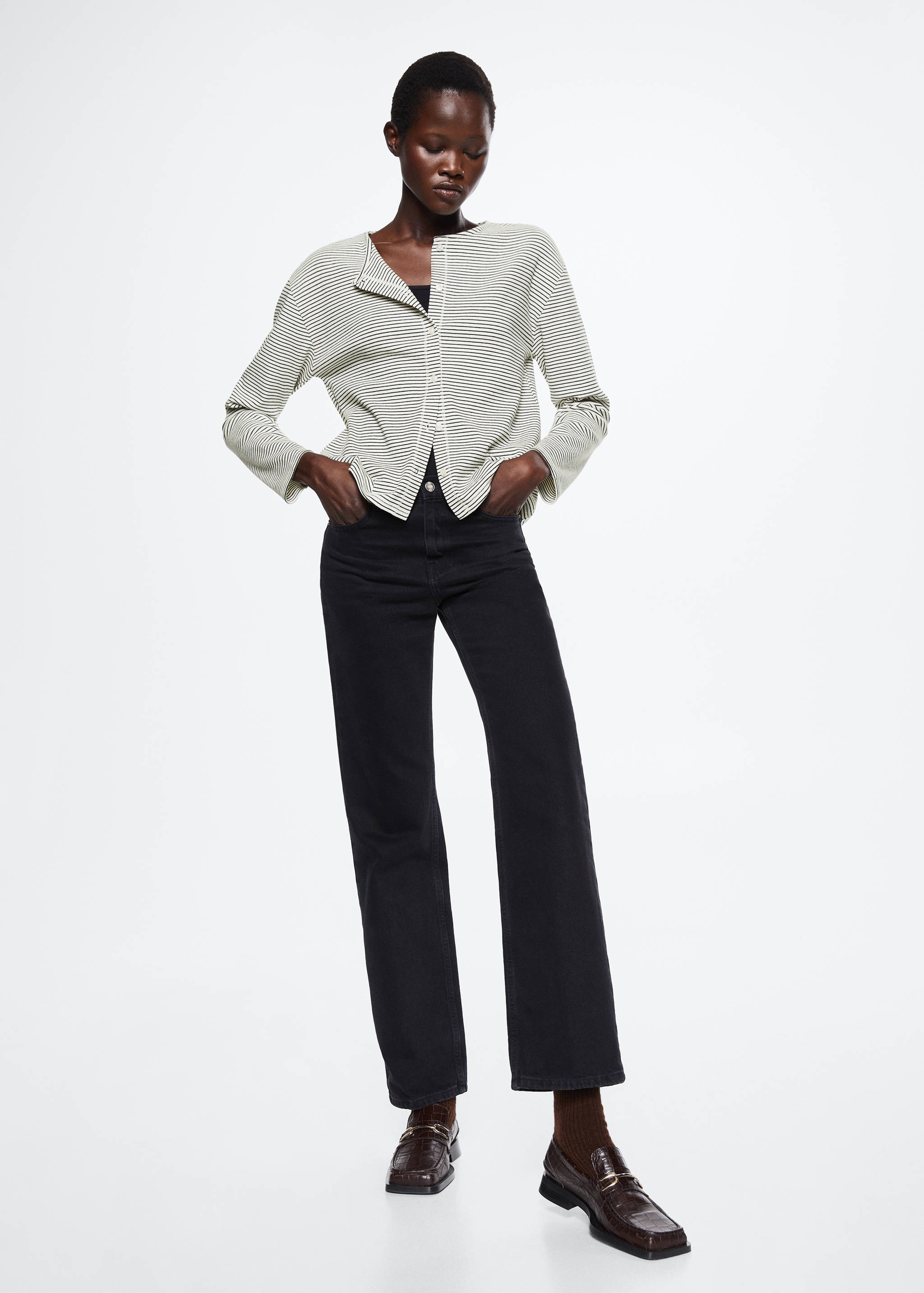 Striped cotton cardigan - General plane