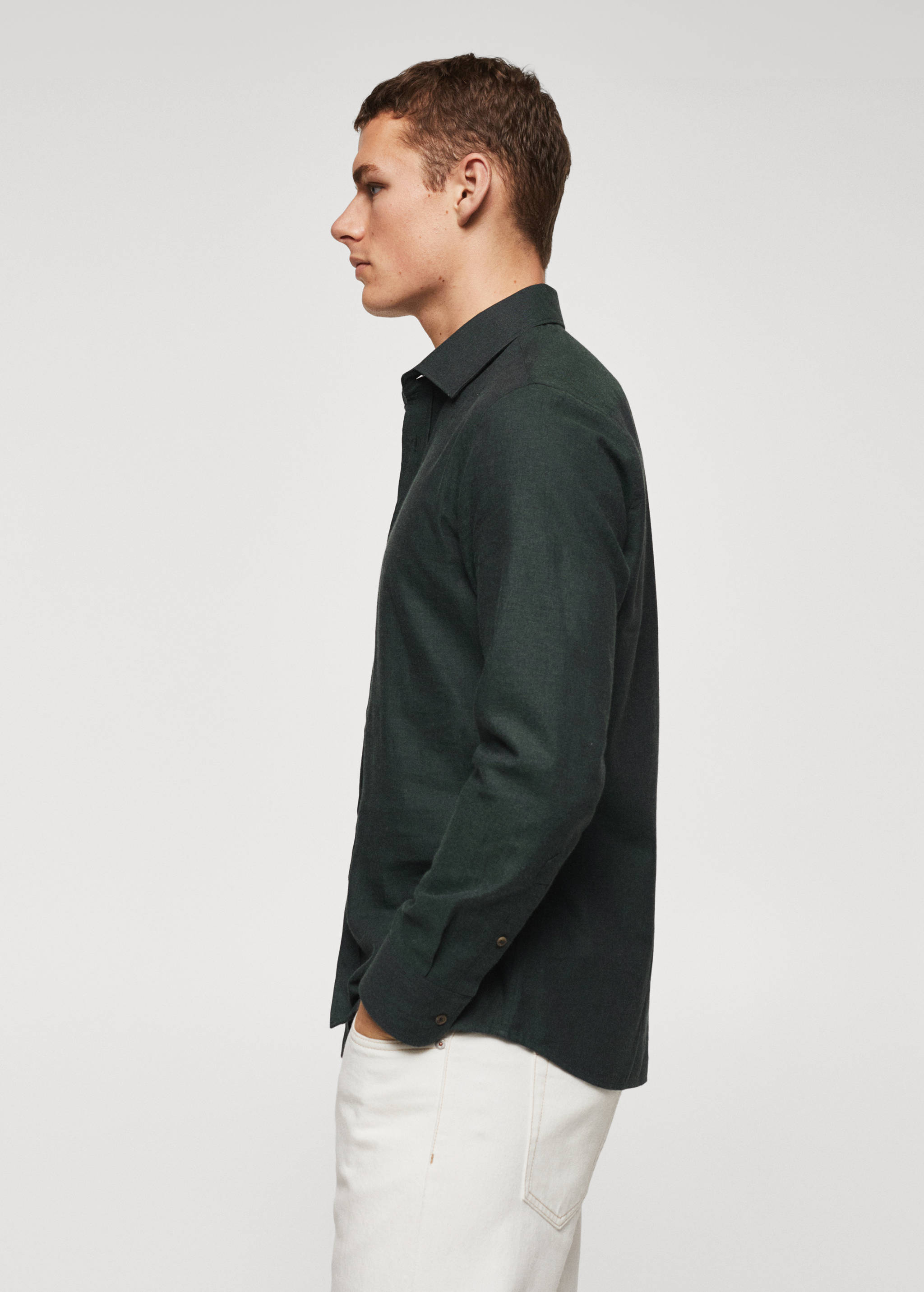 Texturiertes Slim Fit-Hemd aus Baumwolle - Detail des Artikels 6