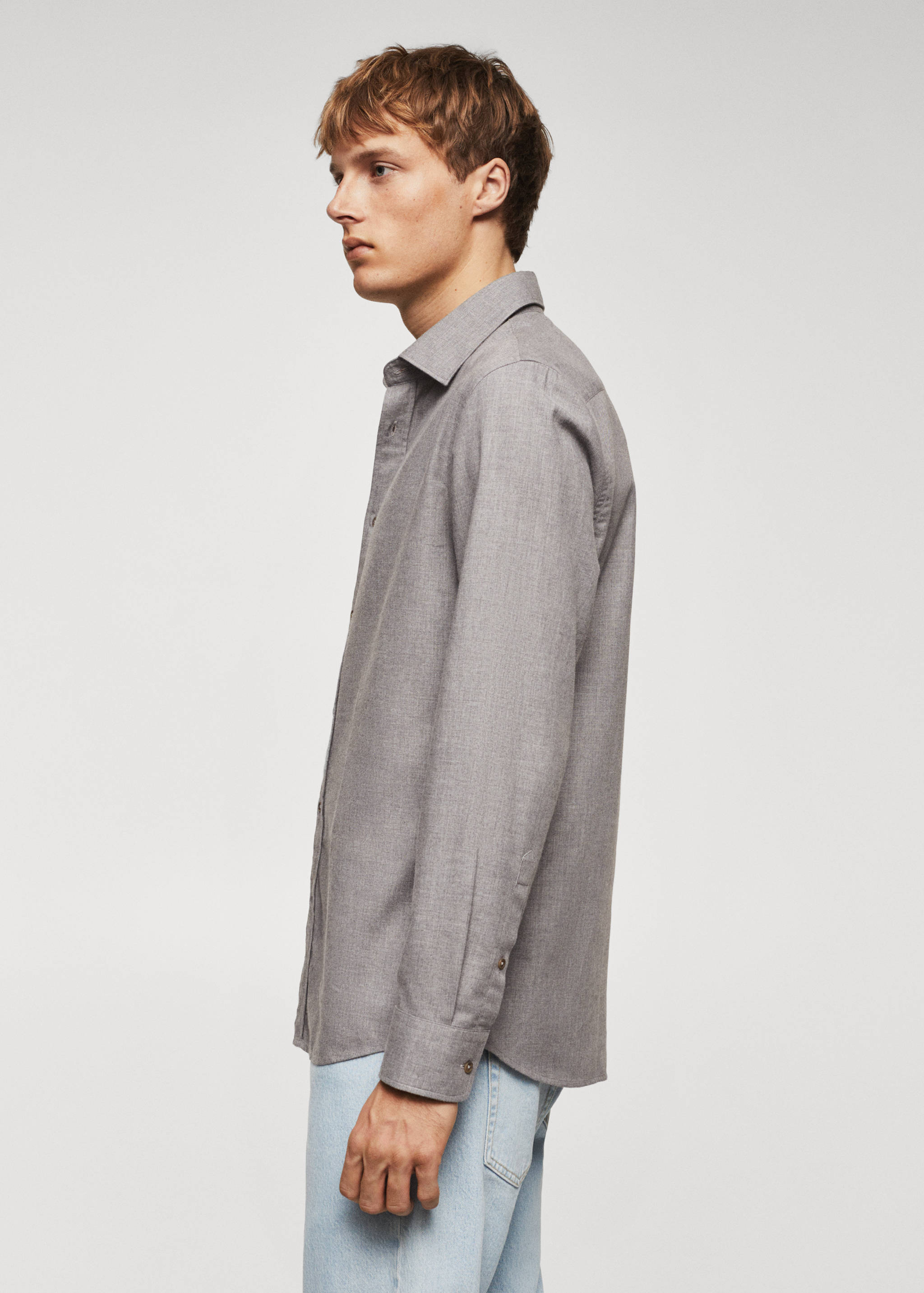Texturiertes Slim Fit-Hemd aus Baumwolle - Detail des Artikels 6