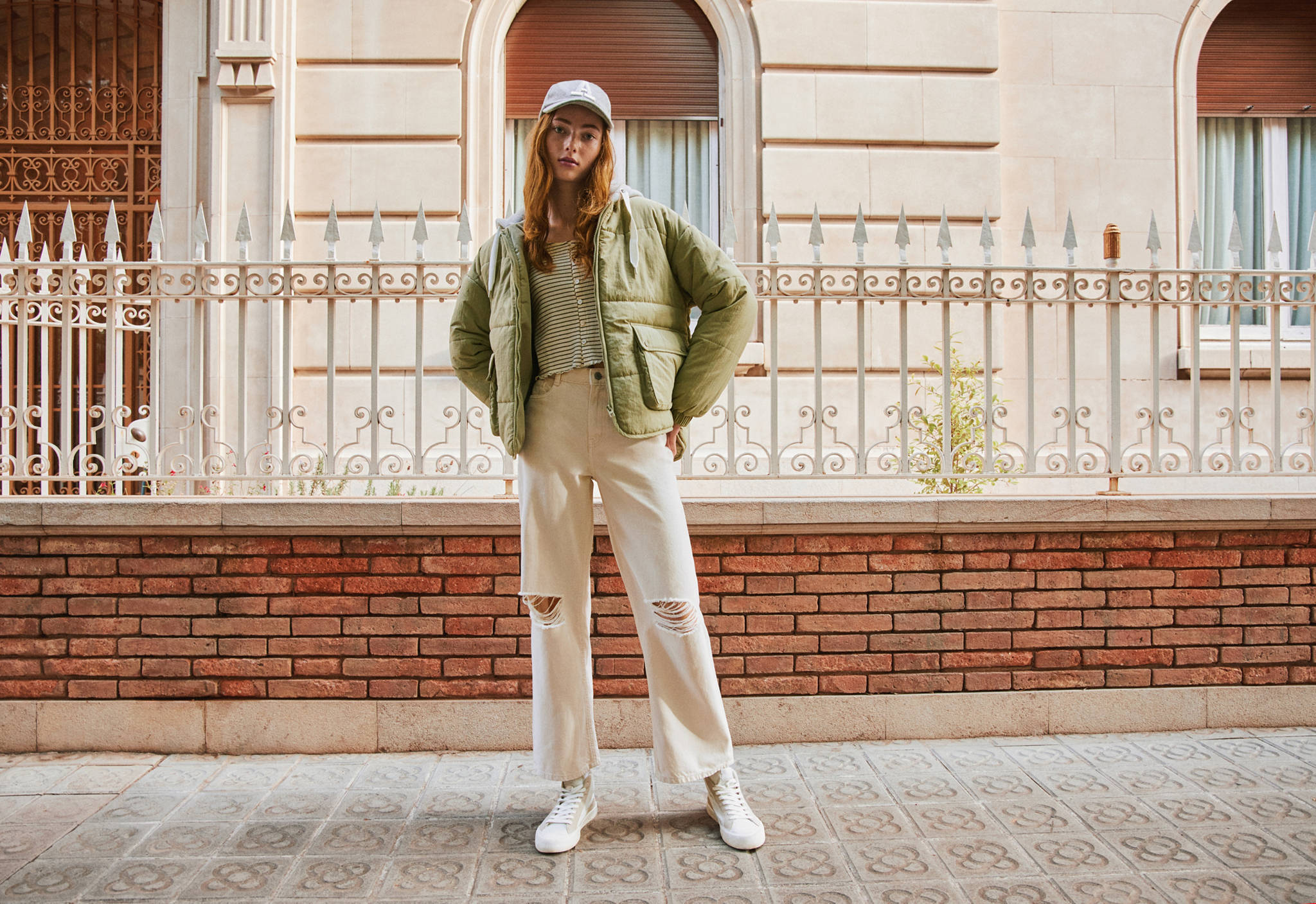 Hood quilted coat - Panoramic plane