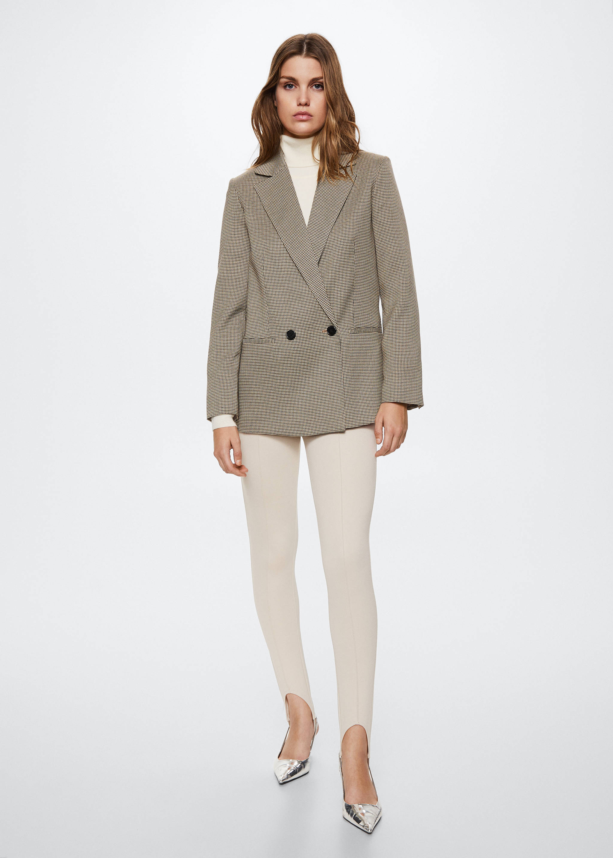 Houndstooth wool-blend blazer - General plane