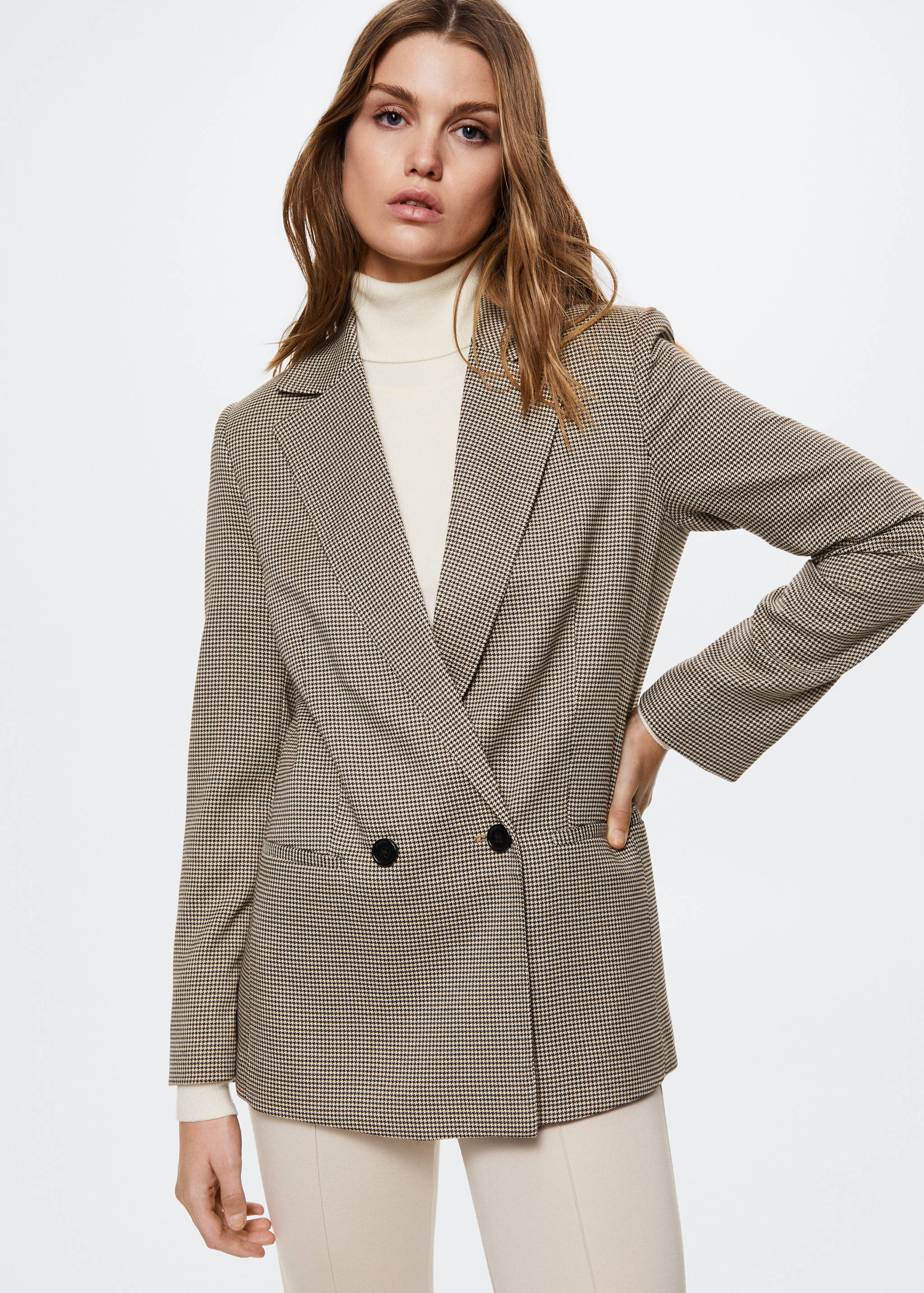 Houndstooth wool-blend blazer - Medium plane