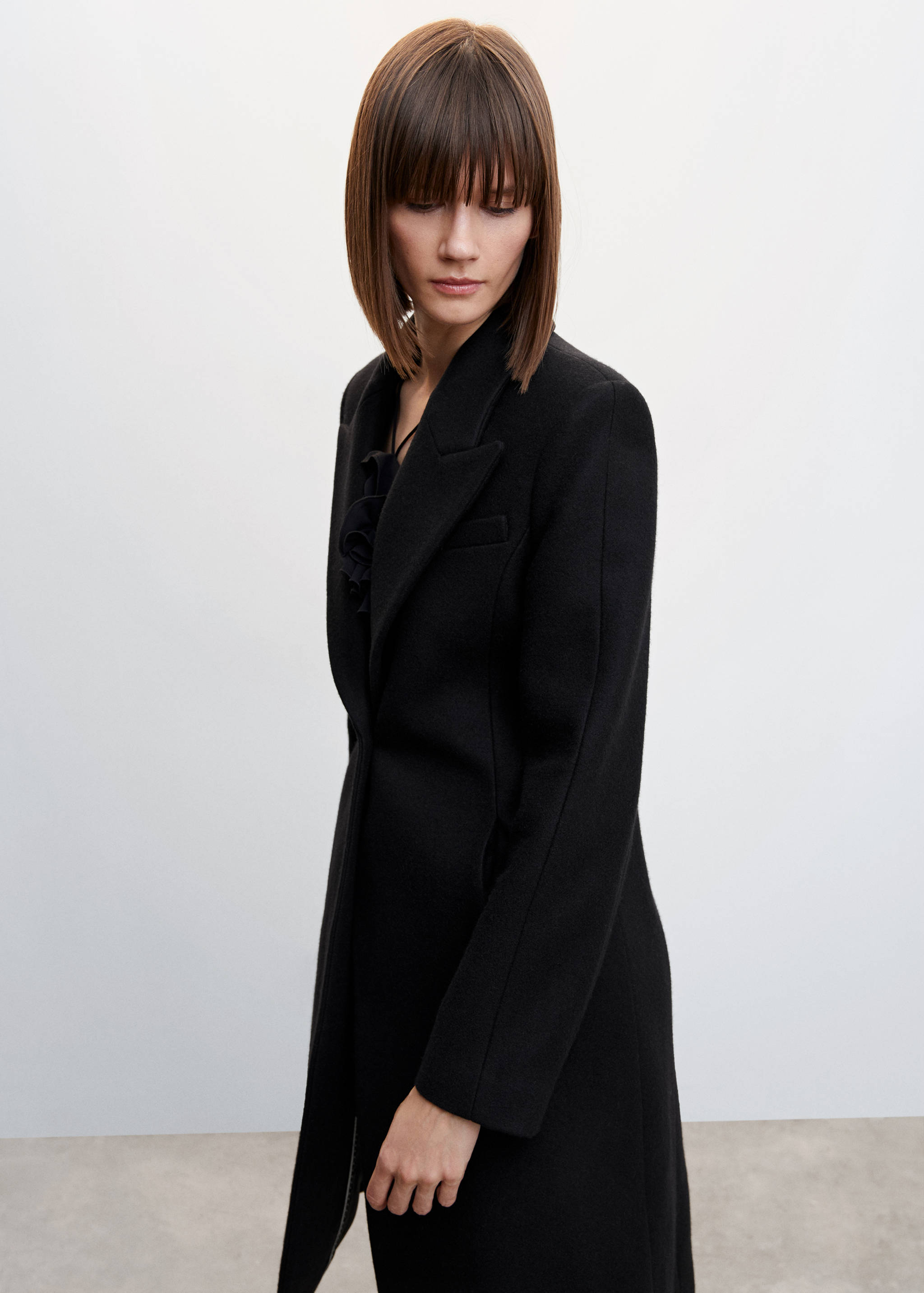 Detachable fur-effect wool coat - Details of the article 2