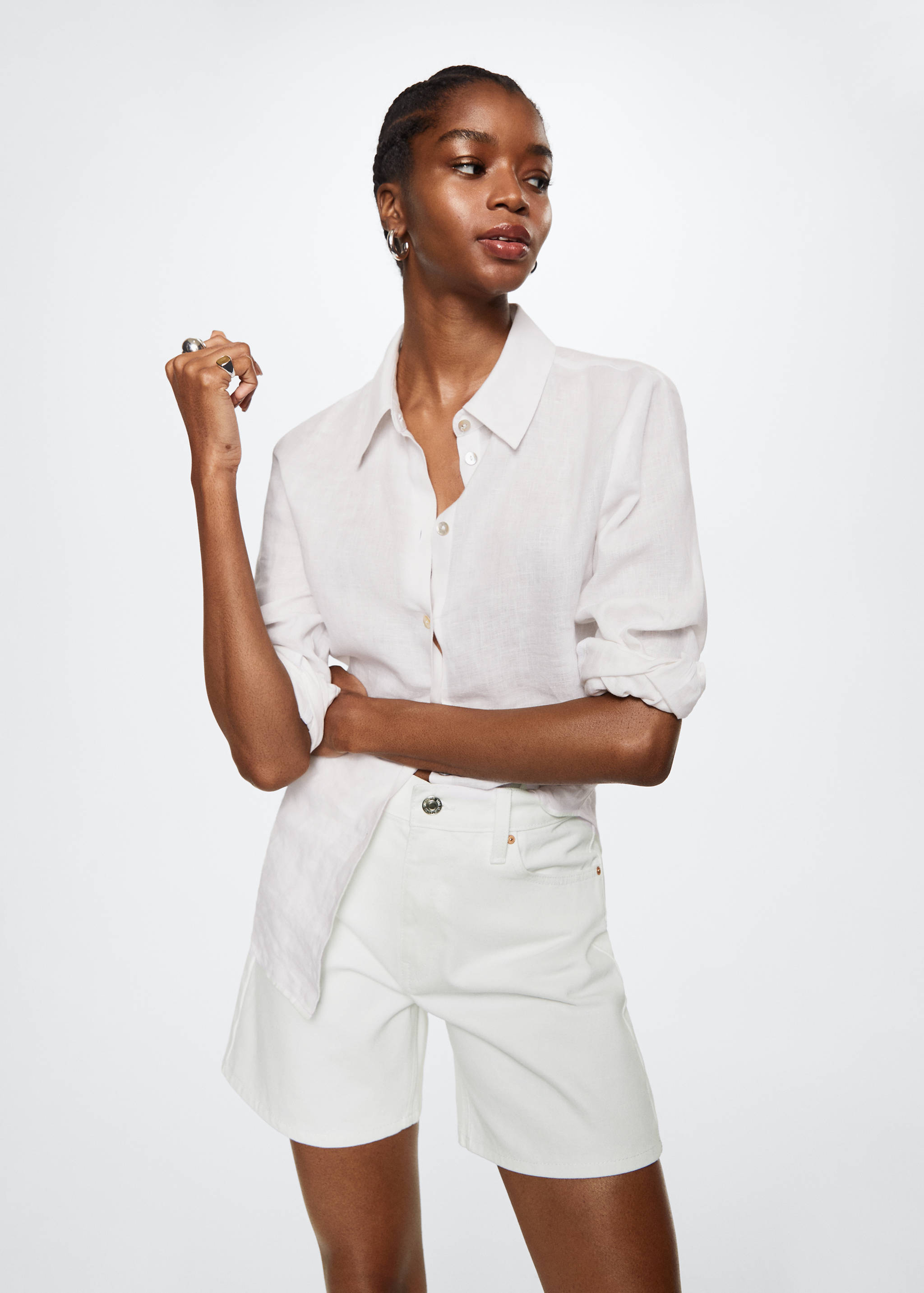 Straight denim shorts - Details of the article 1