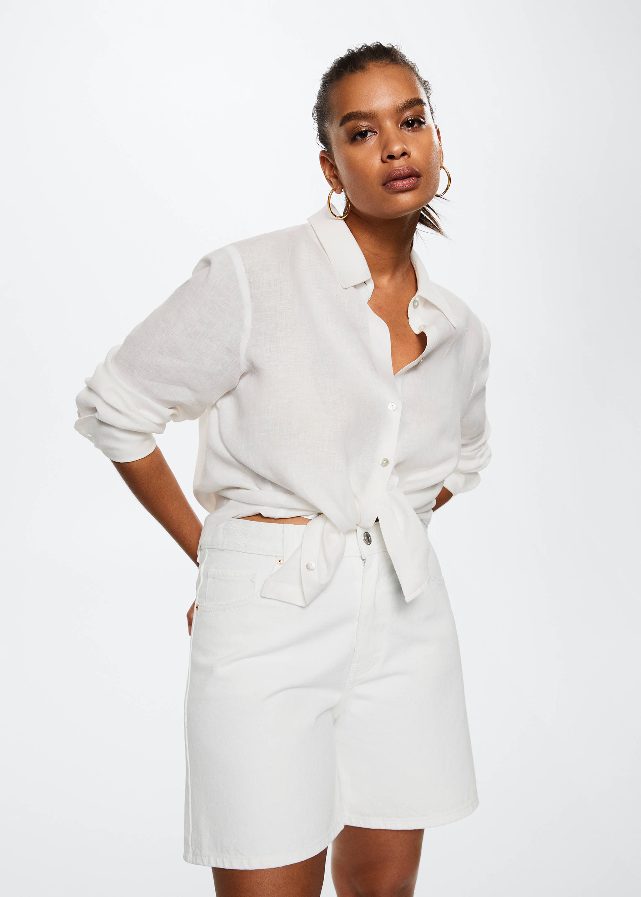 Straight denim shorts - Details of the article 3