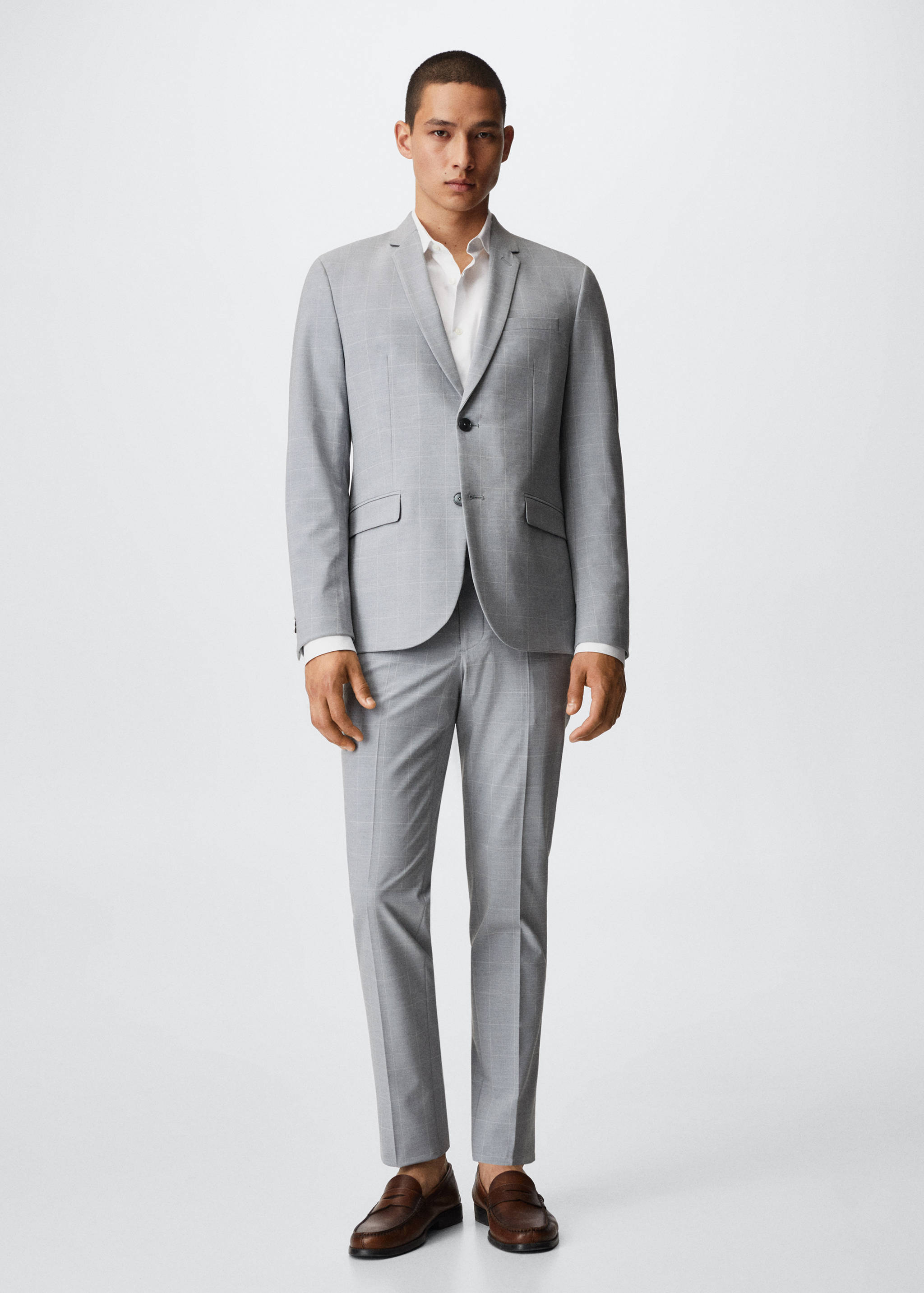 Americana vestir súper slim fit quadres - Pla general