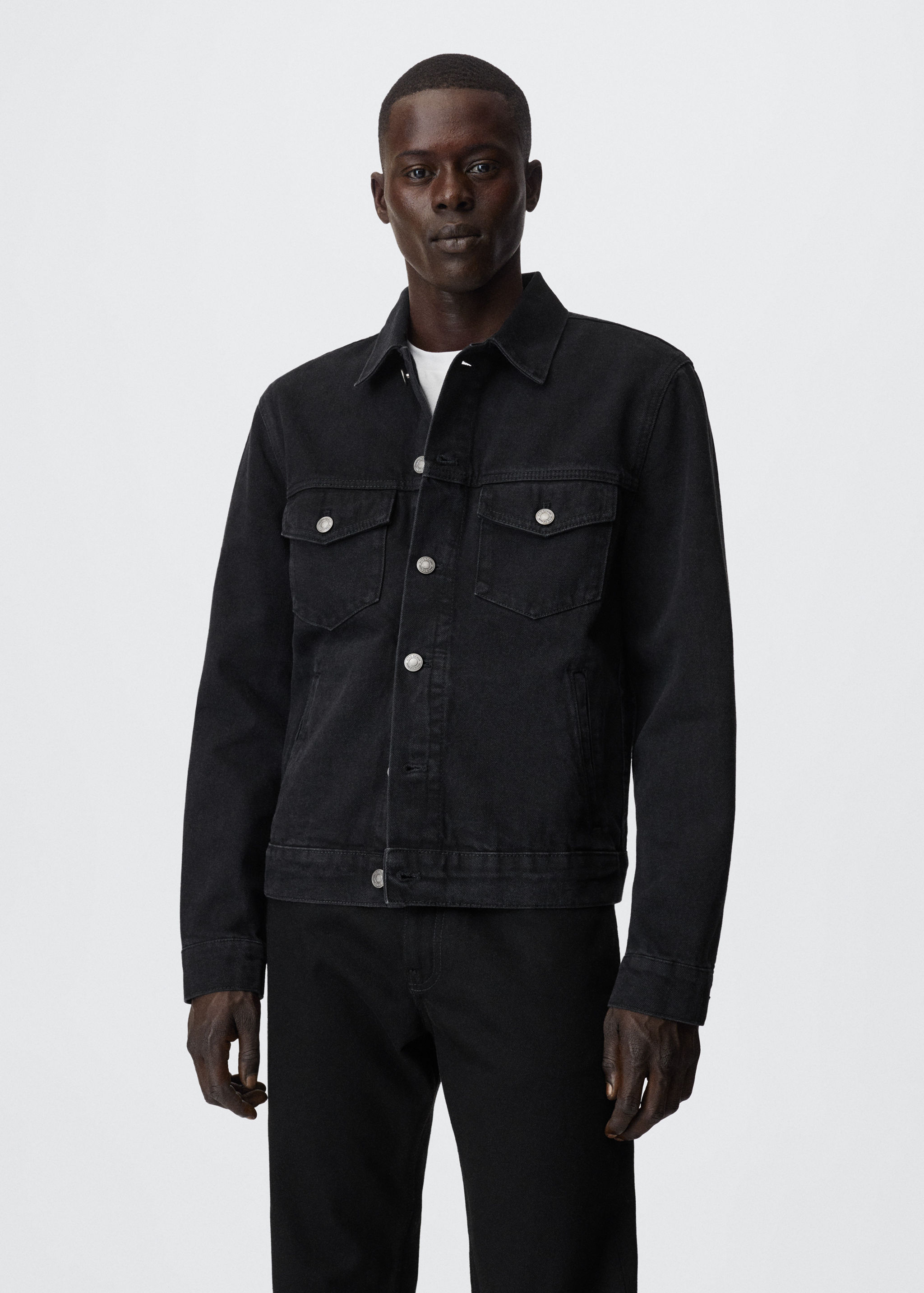 Blouson jean poches - Plan moyen