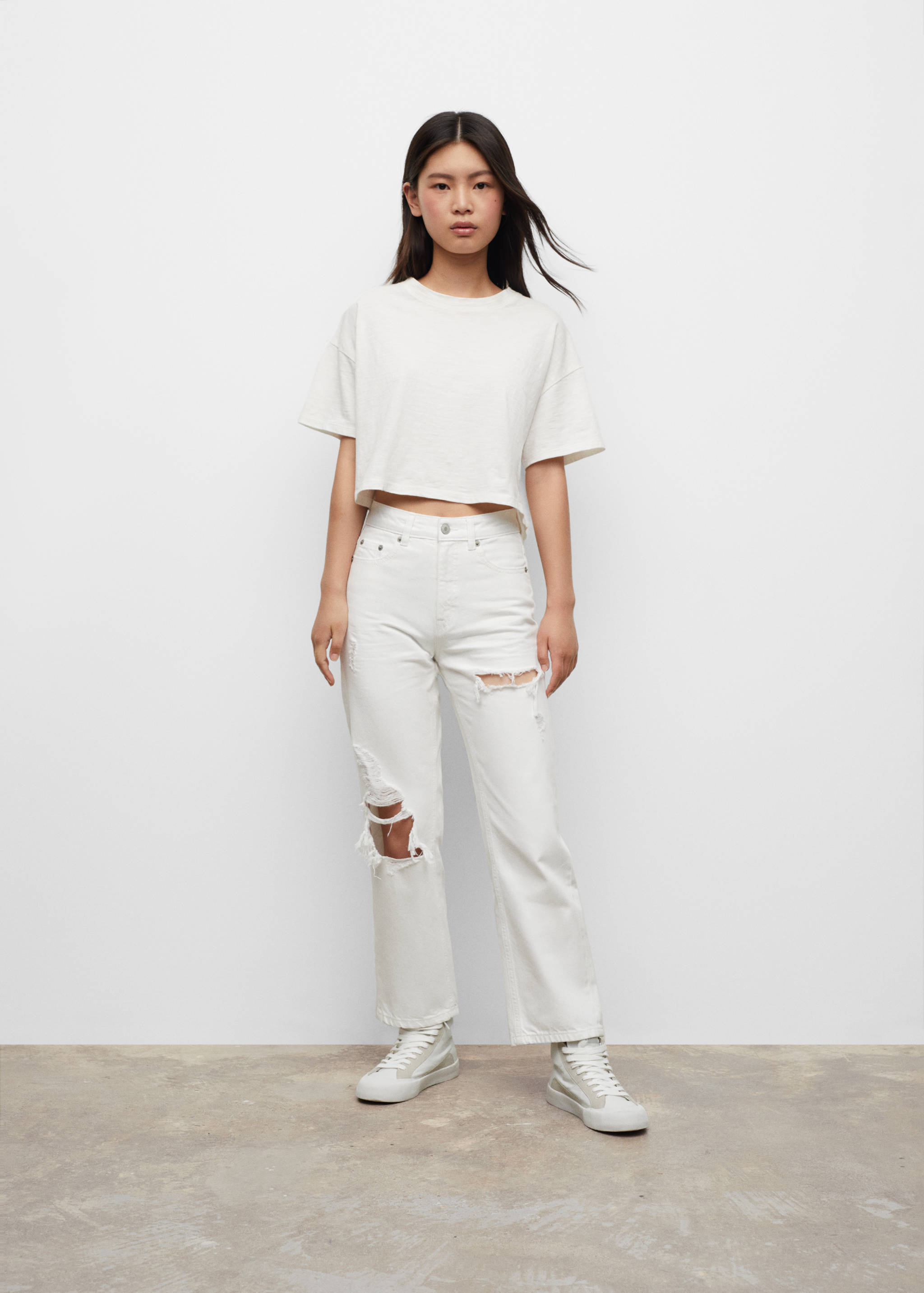 Straight-fit decorative rips jeans - Details of the article 4