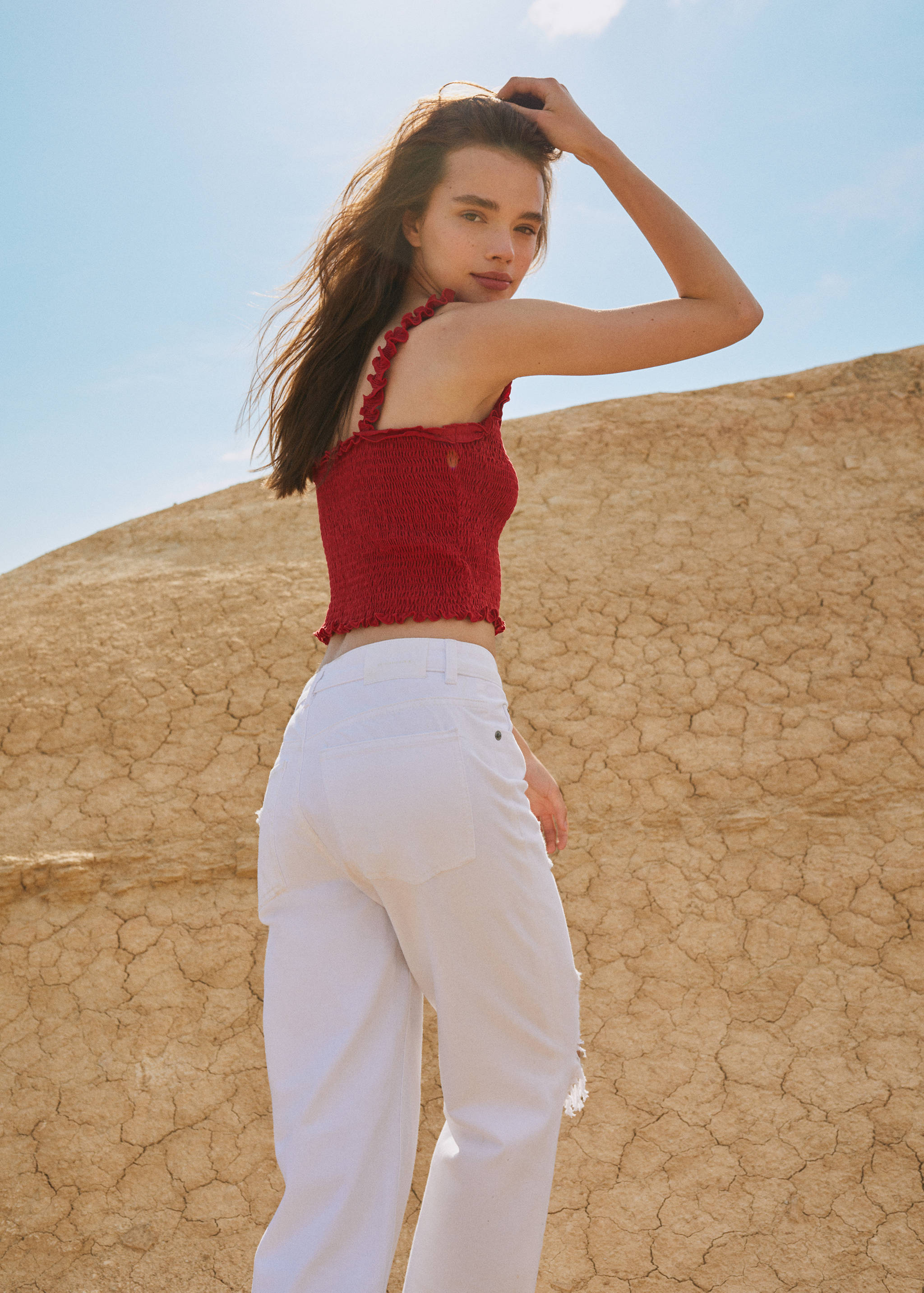 Straight-fit decorative rips jeans - Details of the article 3
