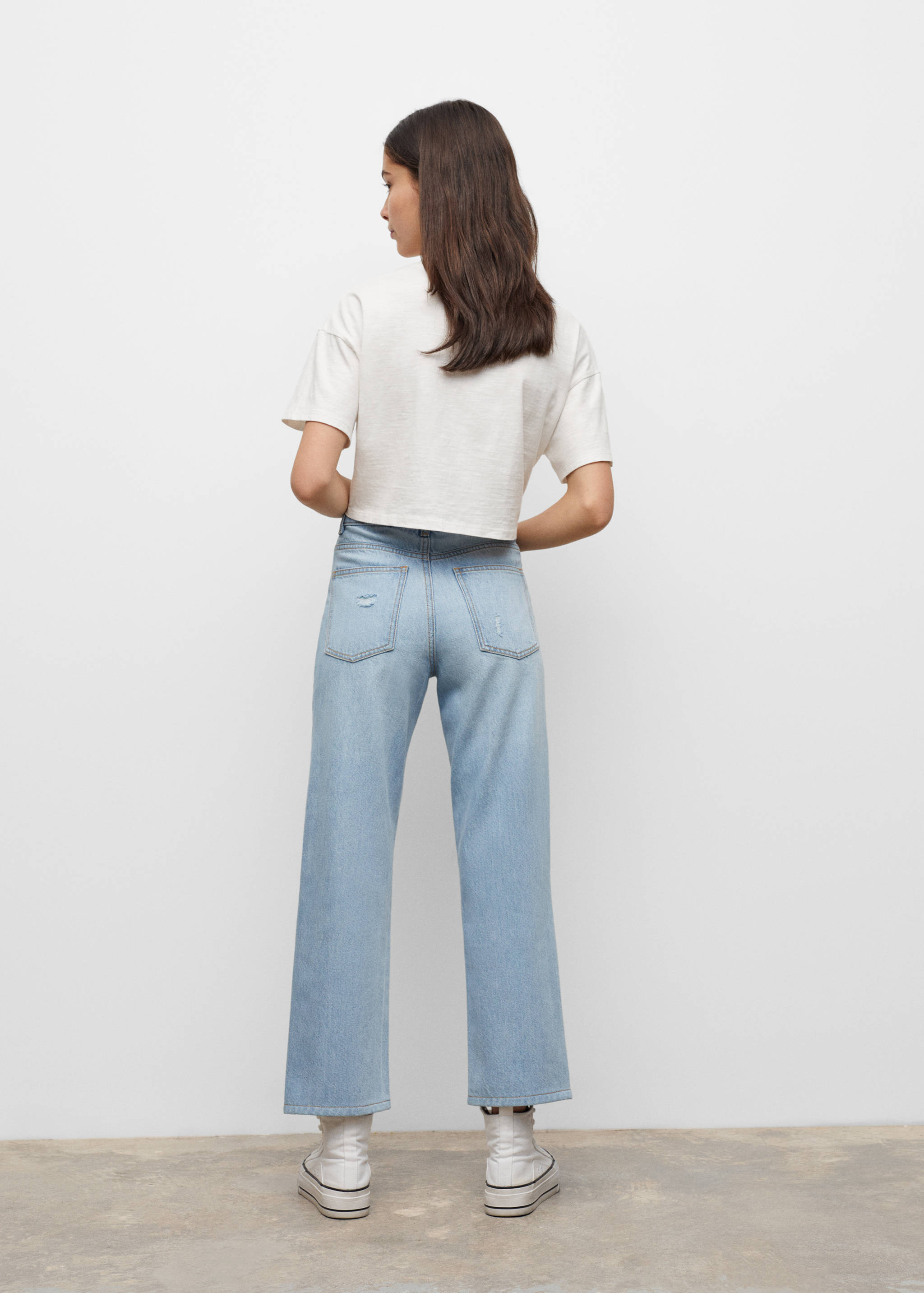 Straight-fit decorative rips jeans - Reverse of the article
