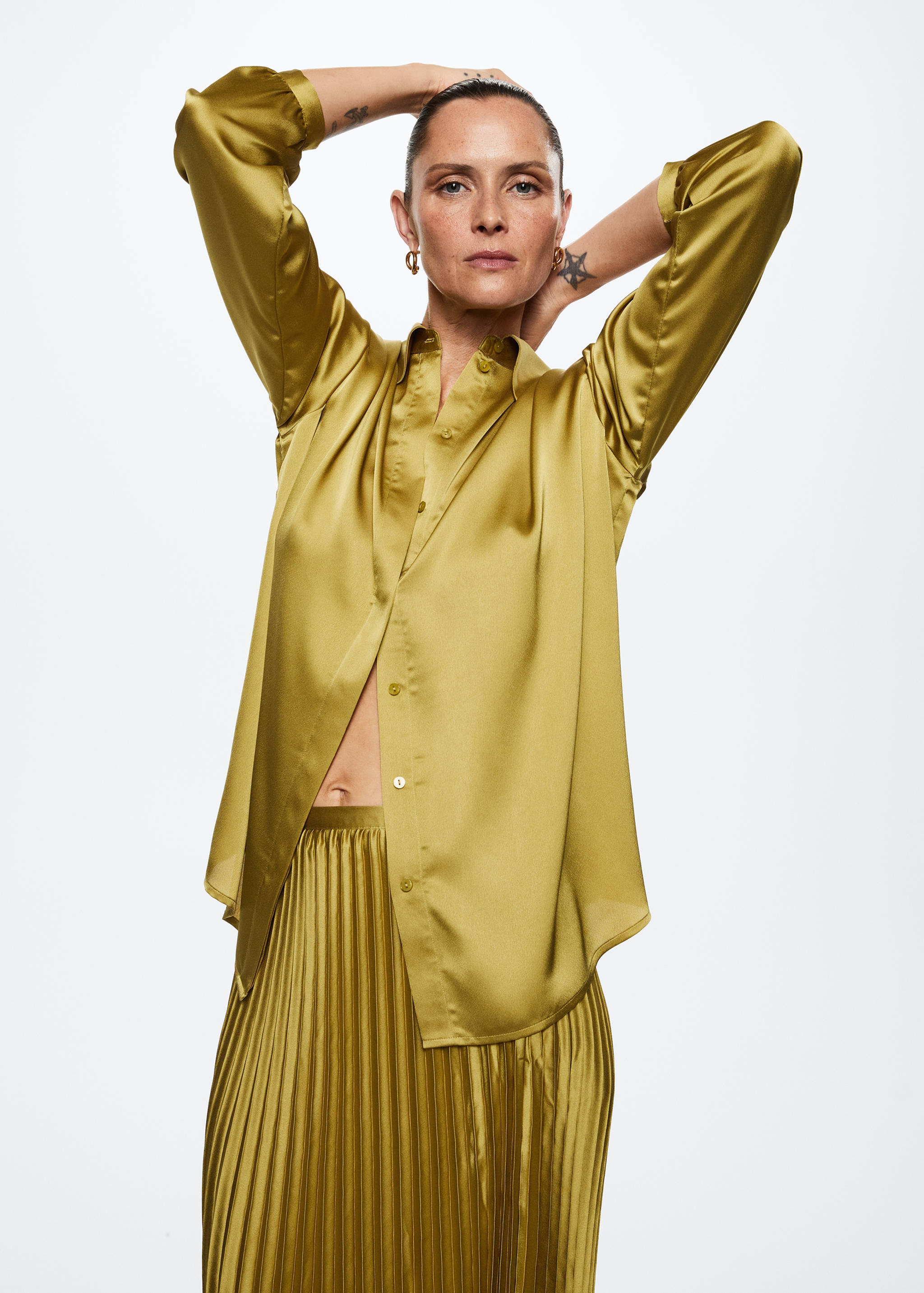 Satin pleated skirt - Details of the article 1