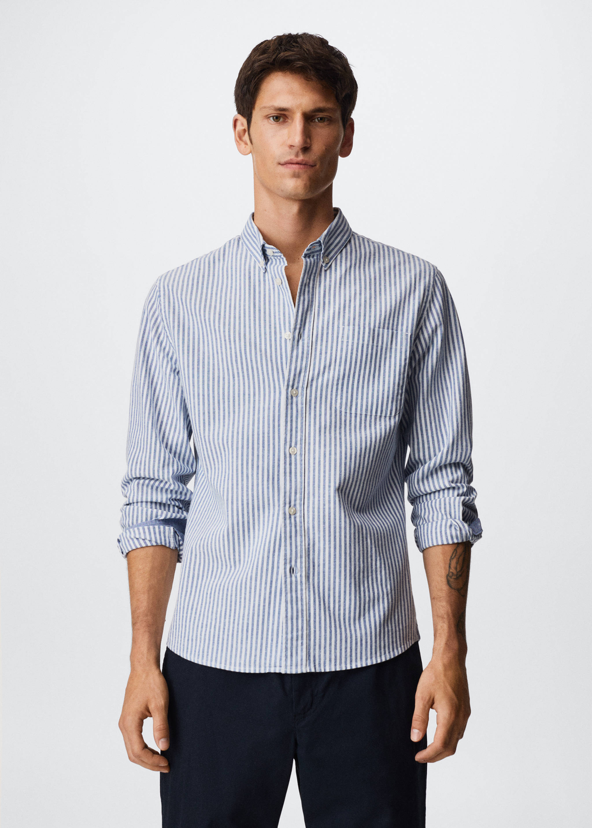 Chemise regular-fit coton rayures - Plan moyen