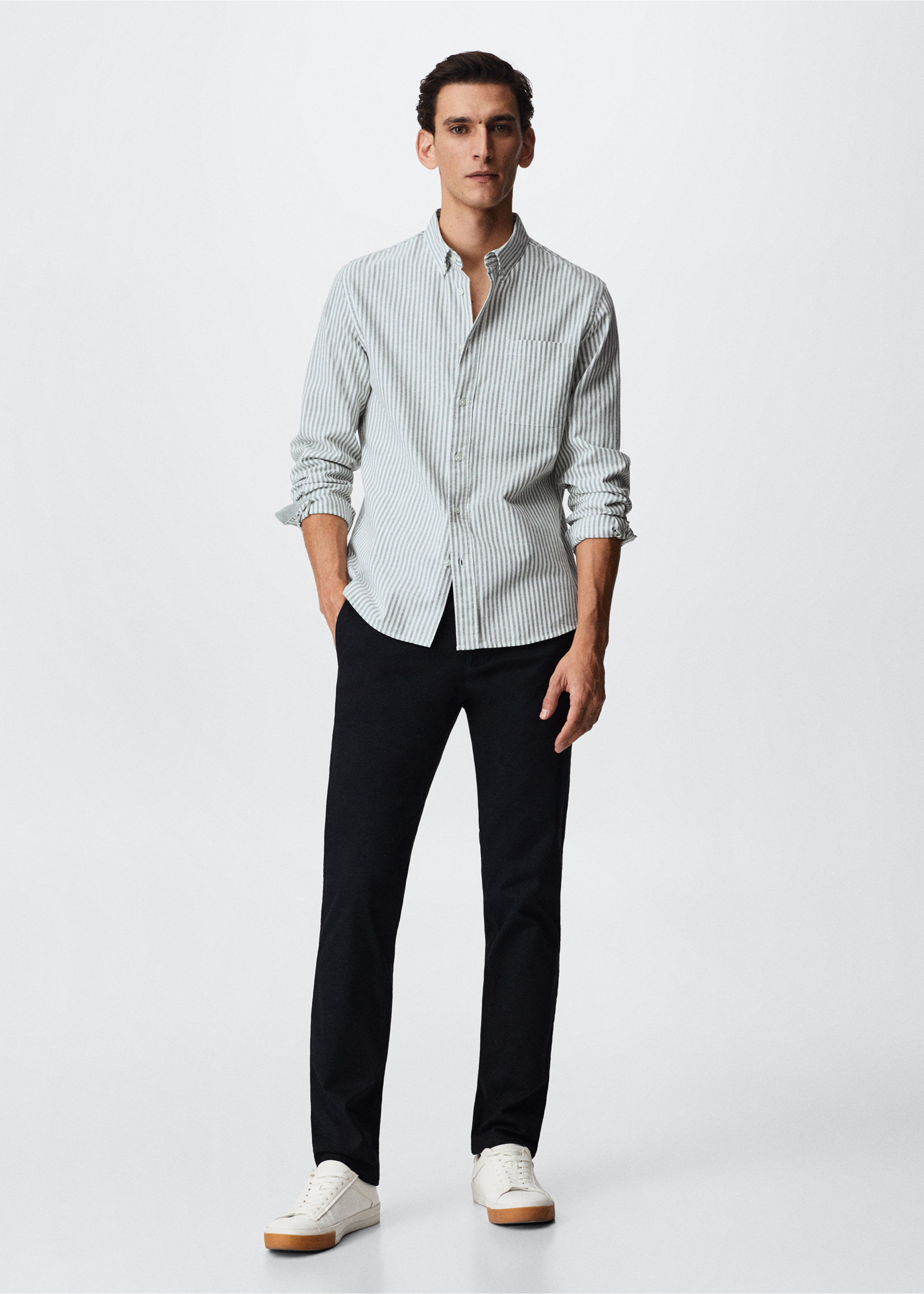 Regular-fit cotton striped shirt - General plane