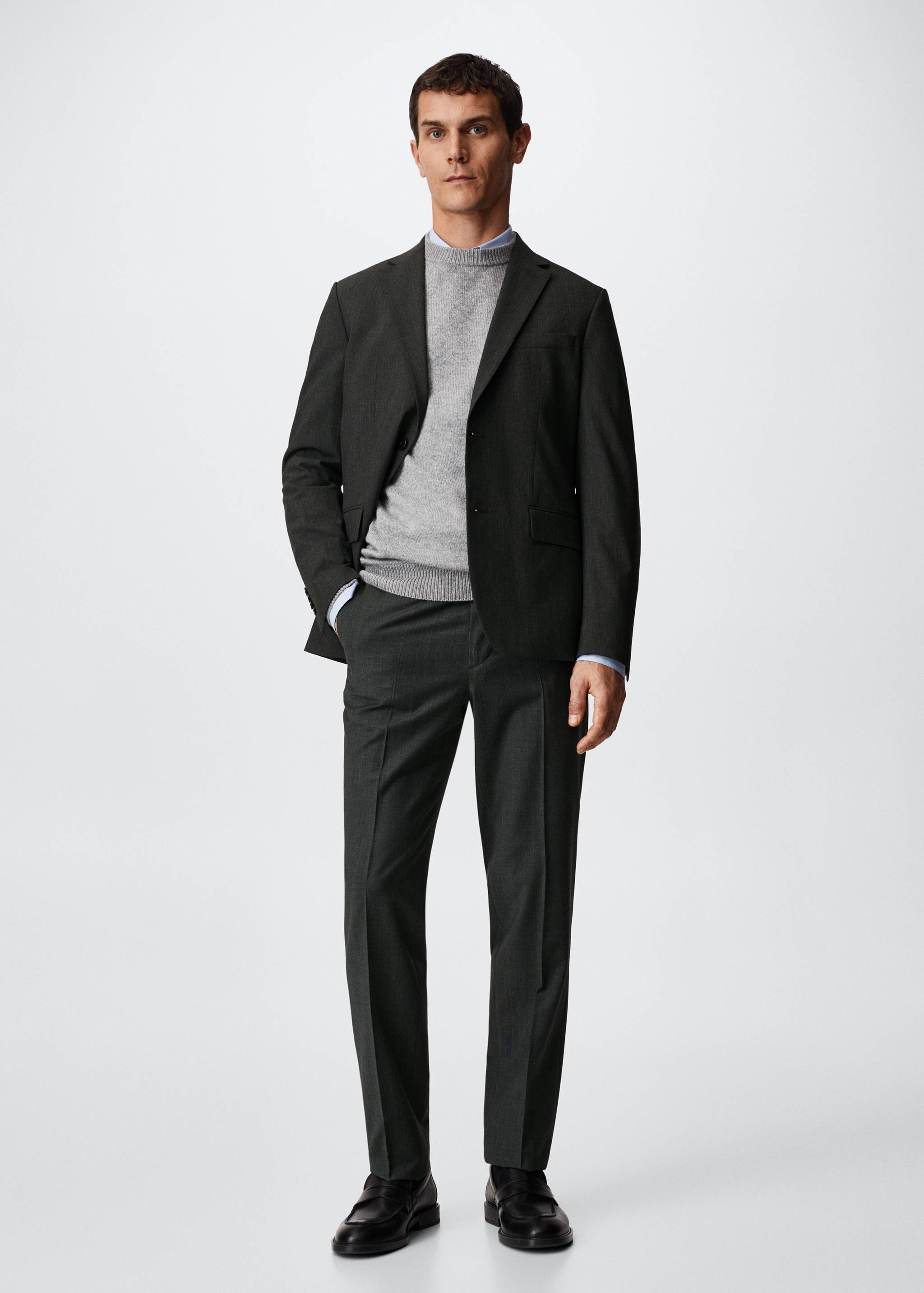 Pantalons vestir slim fit llana - Pla general