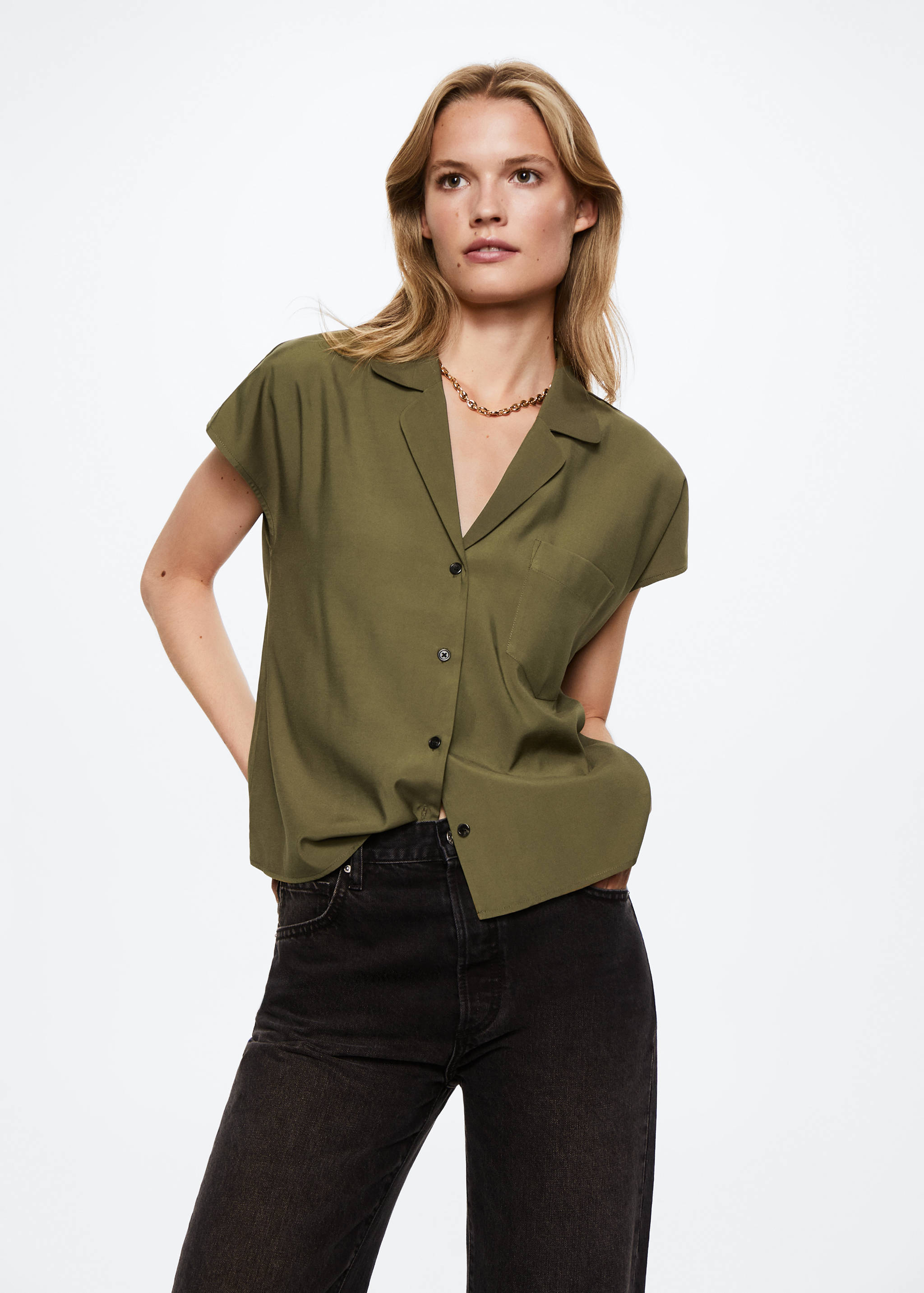 Camisa fluida butxaca - Pla mig