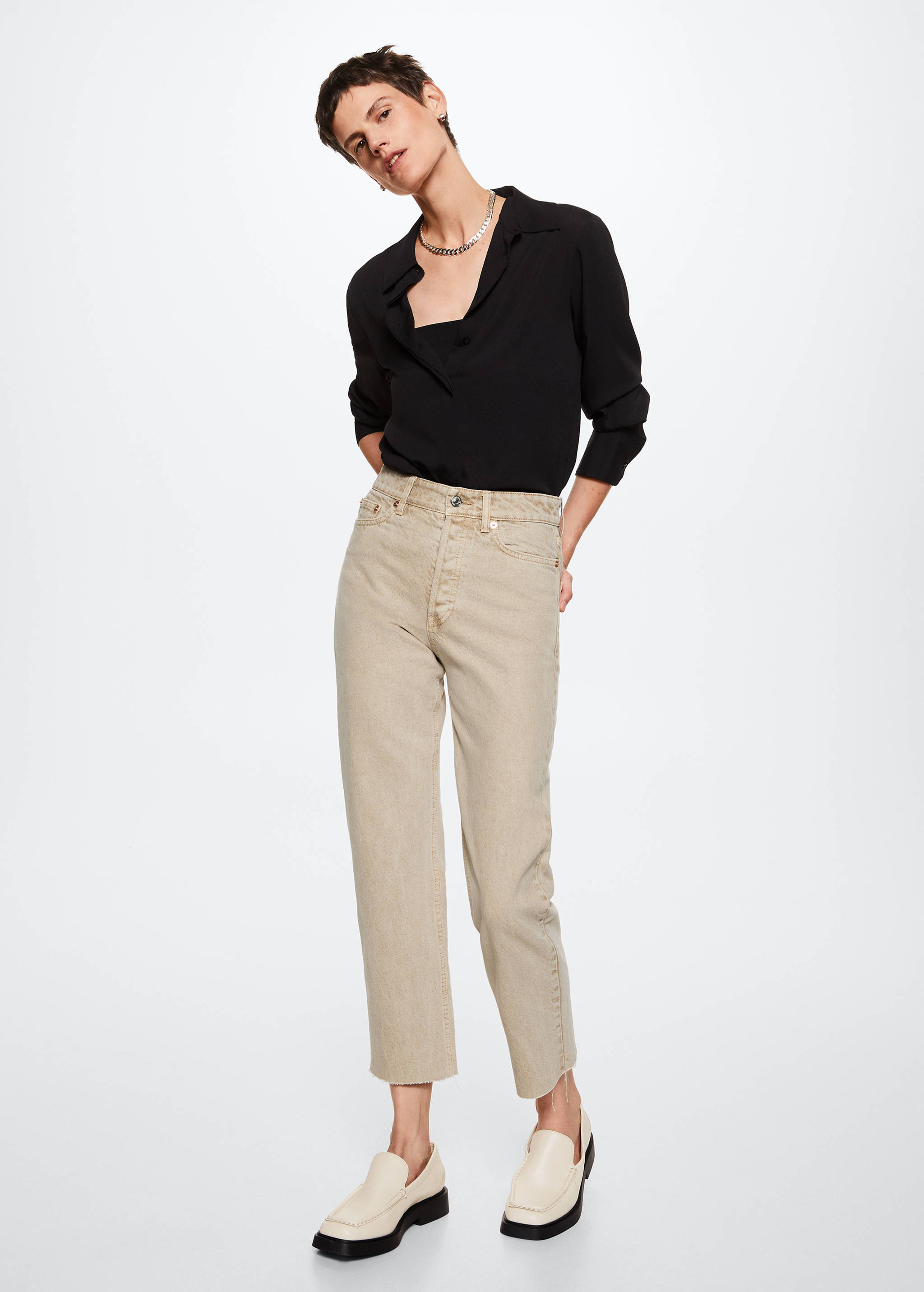 Jeans rectos tiro alto crop - Plano general