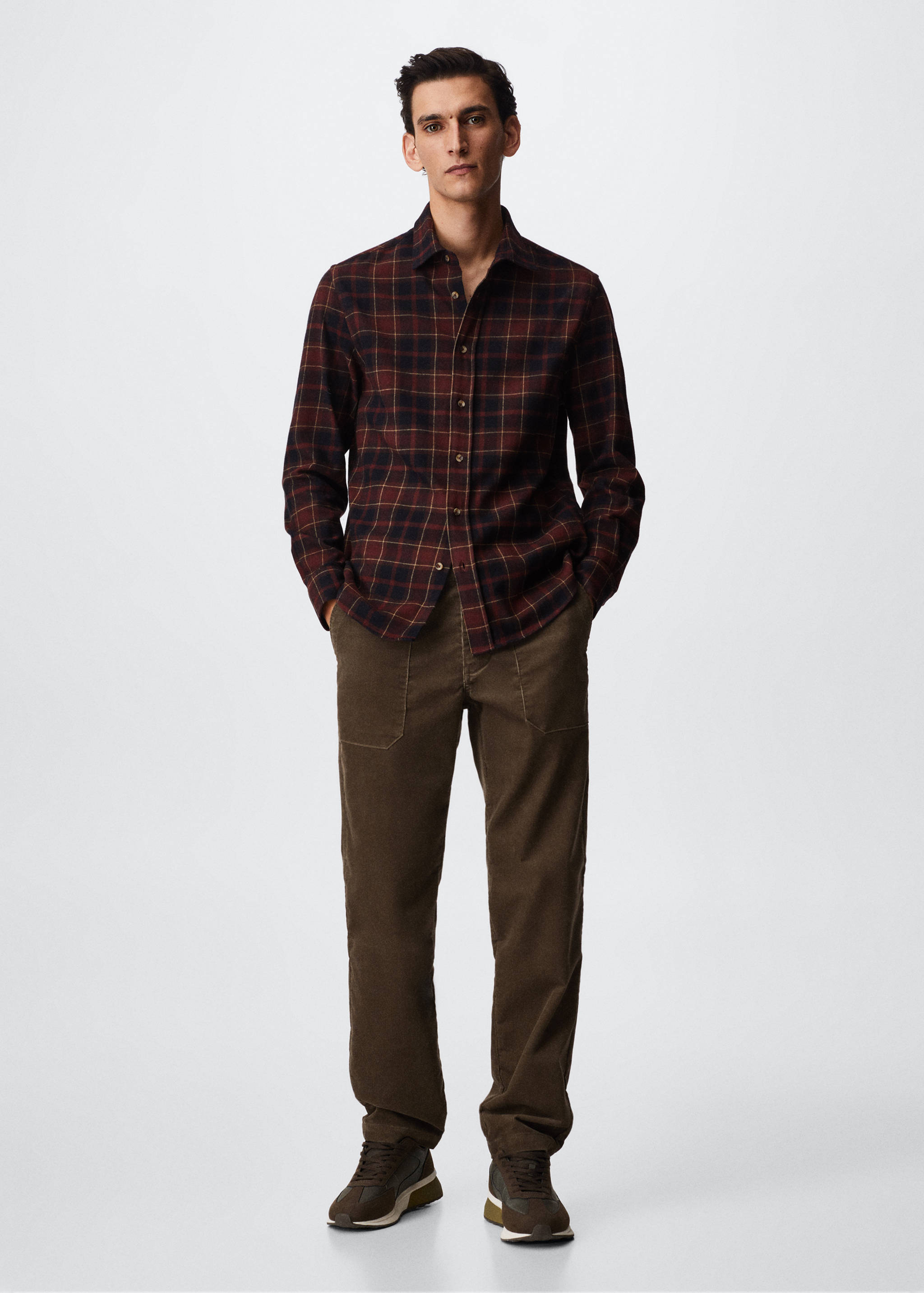 Kariertes Regular Fit-Hemd aus Flanell - Allgemeine Ansicht