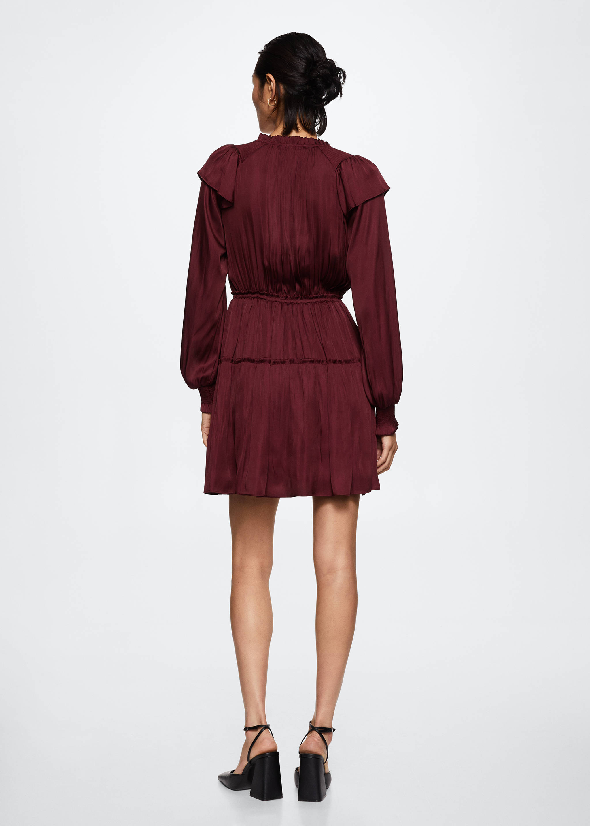 Vestido satinado volantes - Reverso del artículo