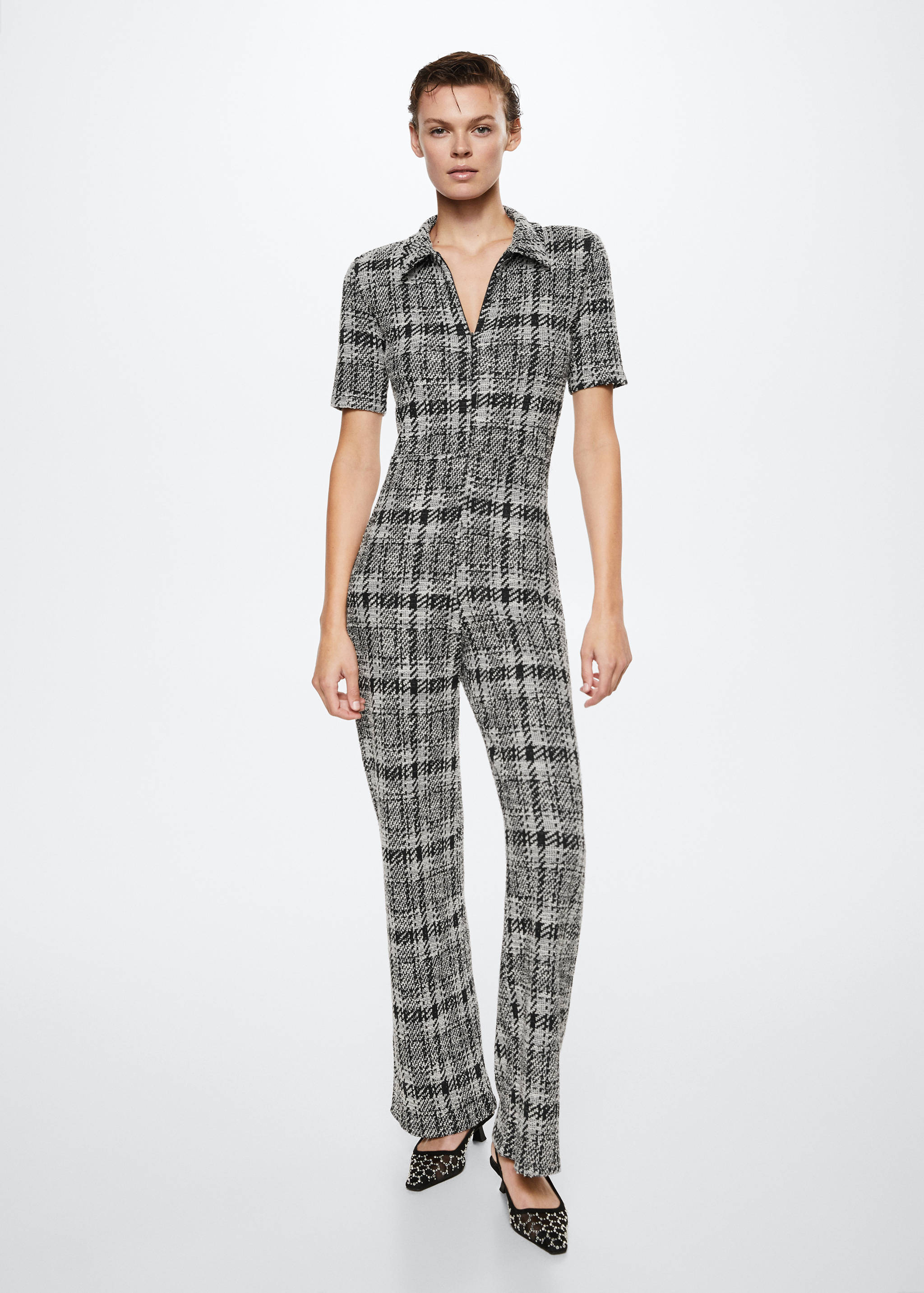 Short-sleeved tweed jumpsuit - General plane