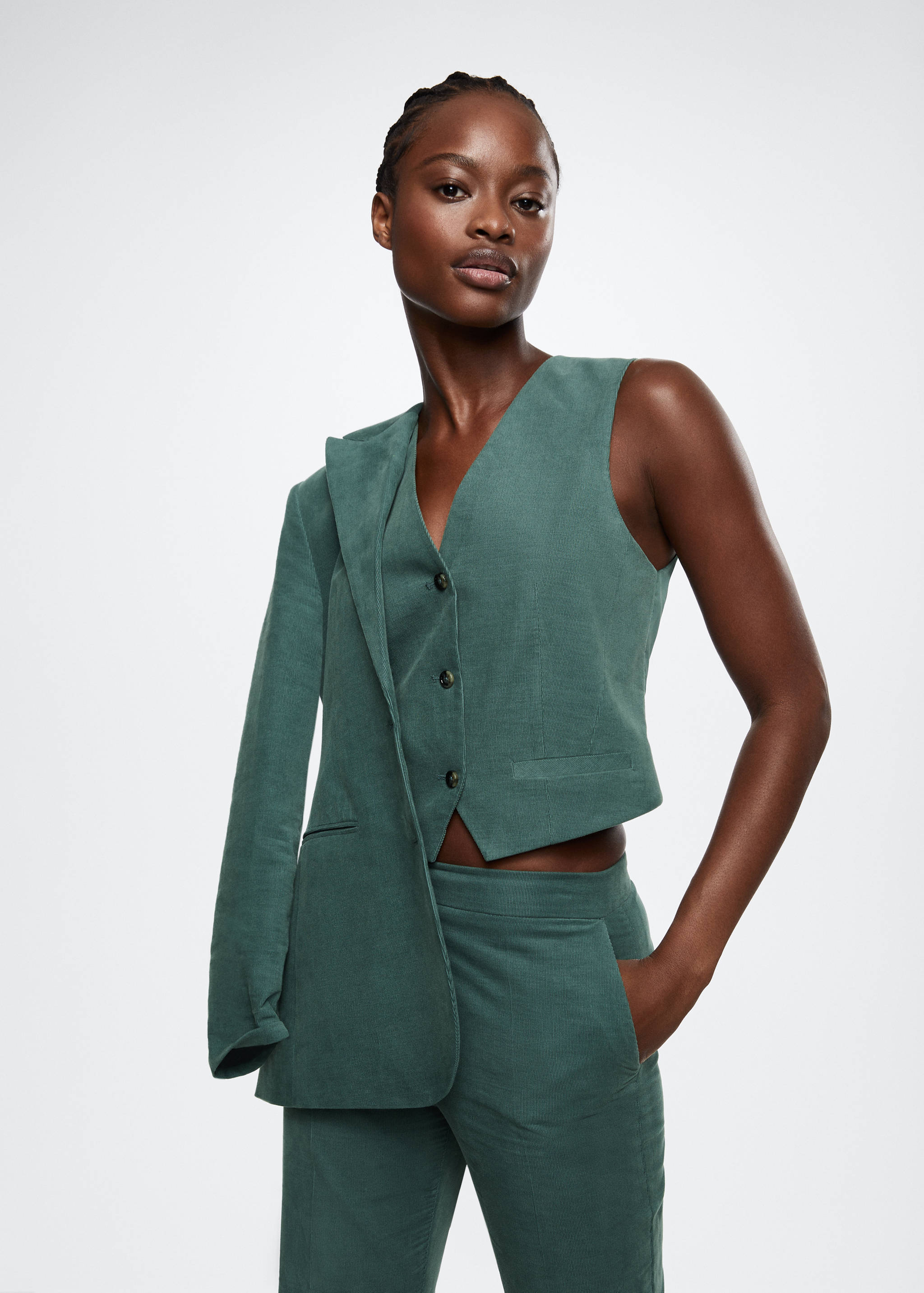 Corduroy straight trousers - Medium plane