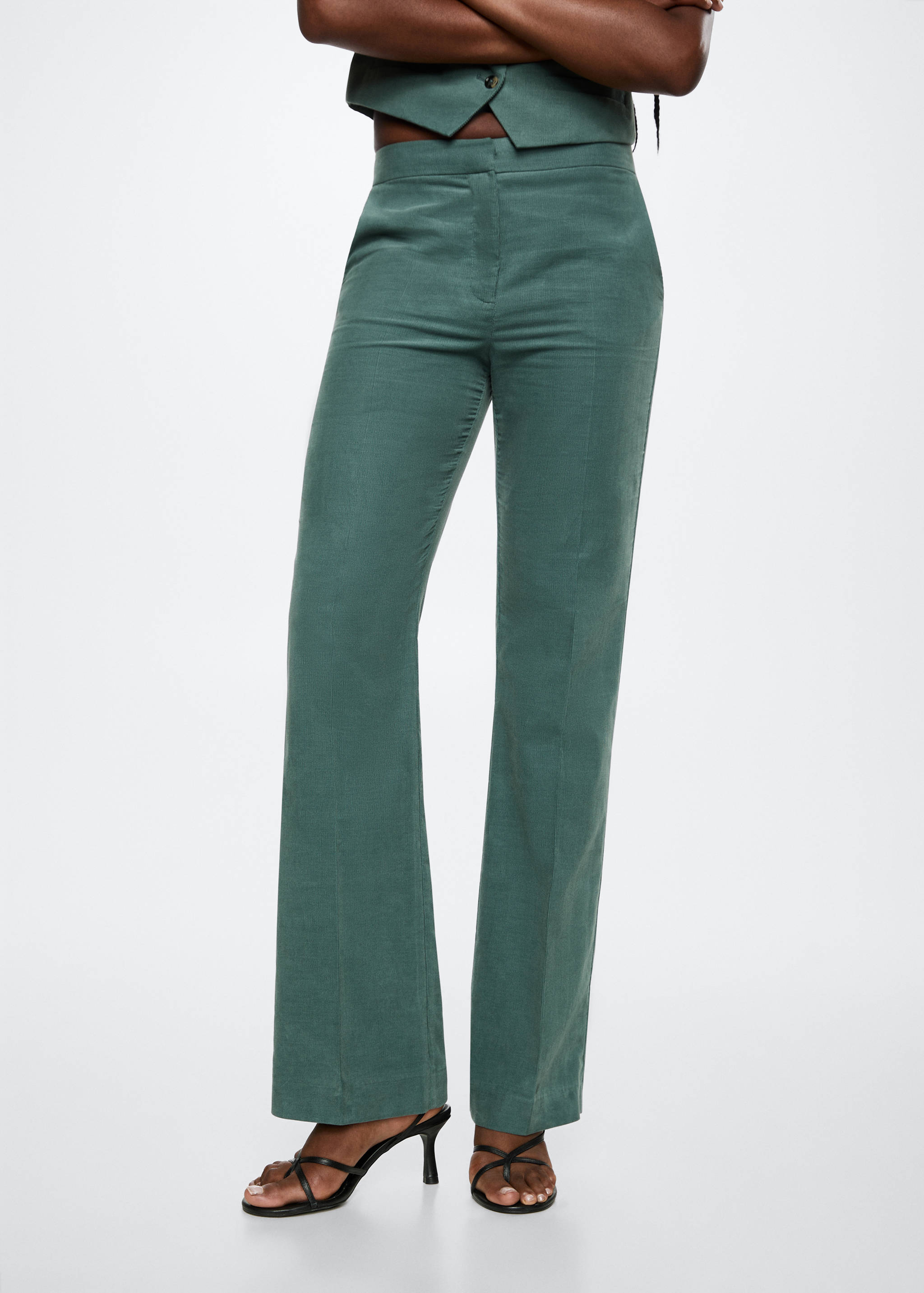 Corduroy straight trousers - Details of the article 1