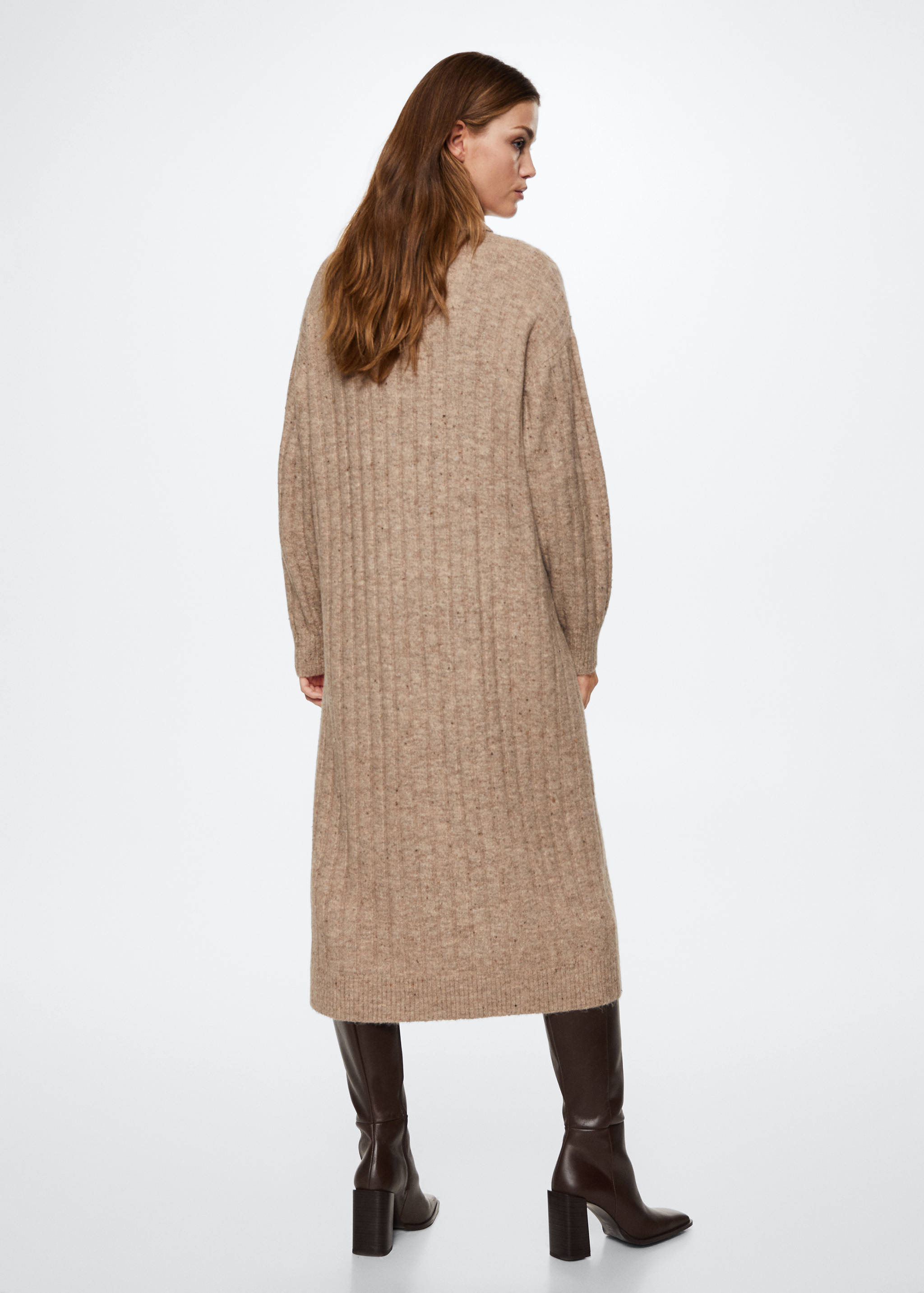 Vestido canalé cuello vuelto - Reverso del artículo