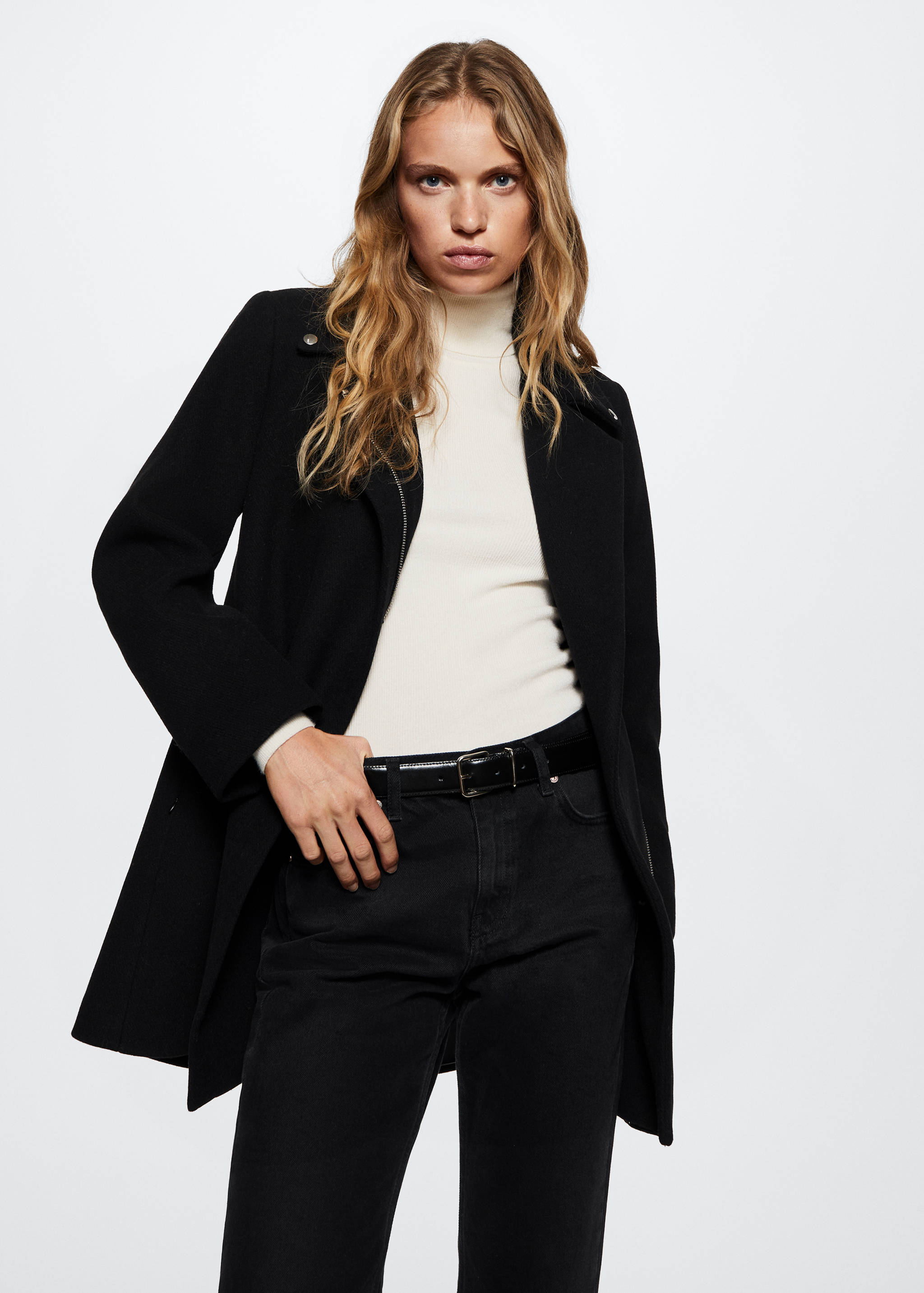 Abrigo biker lana - Plano medio