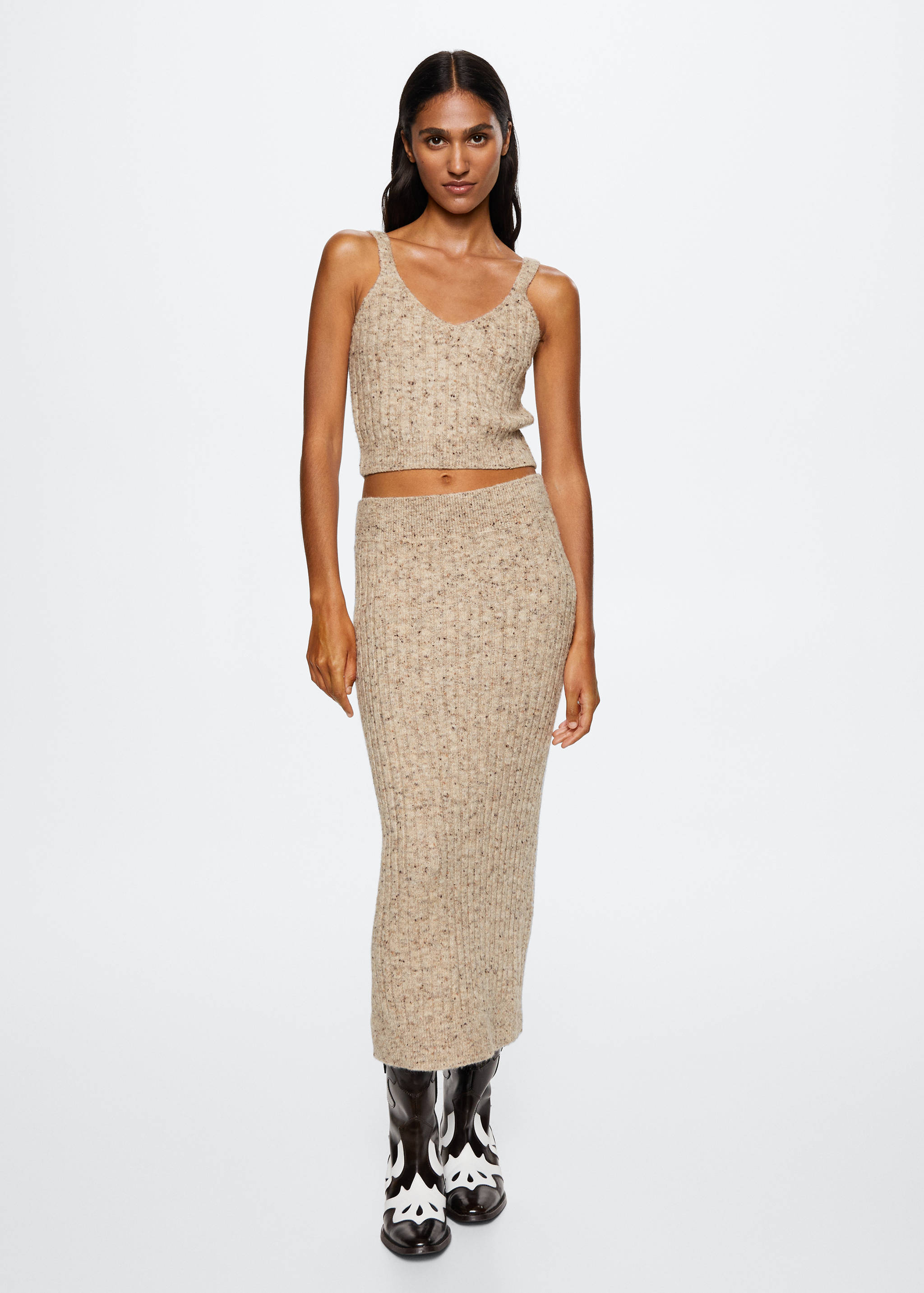 Marbled ribbed knitted top - General plane