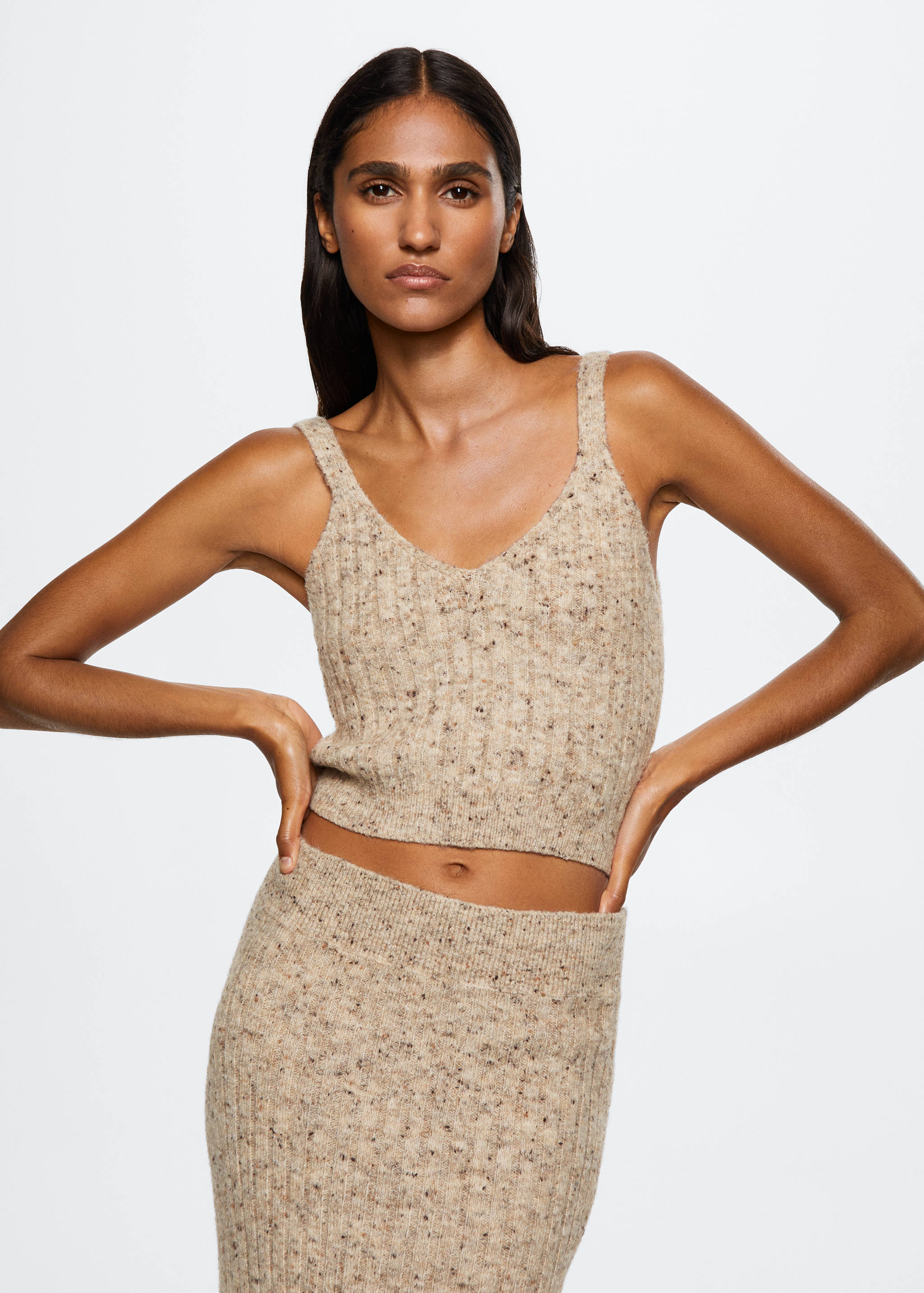 Marbled ribbed knitted top - Medium plane