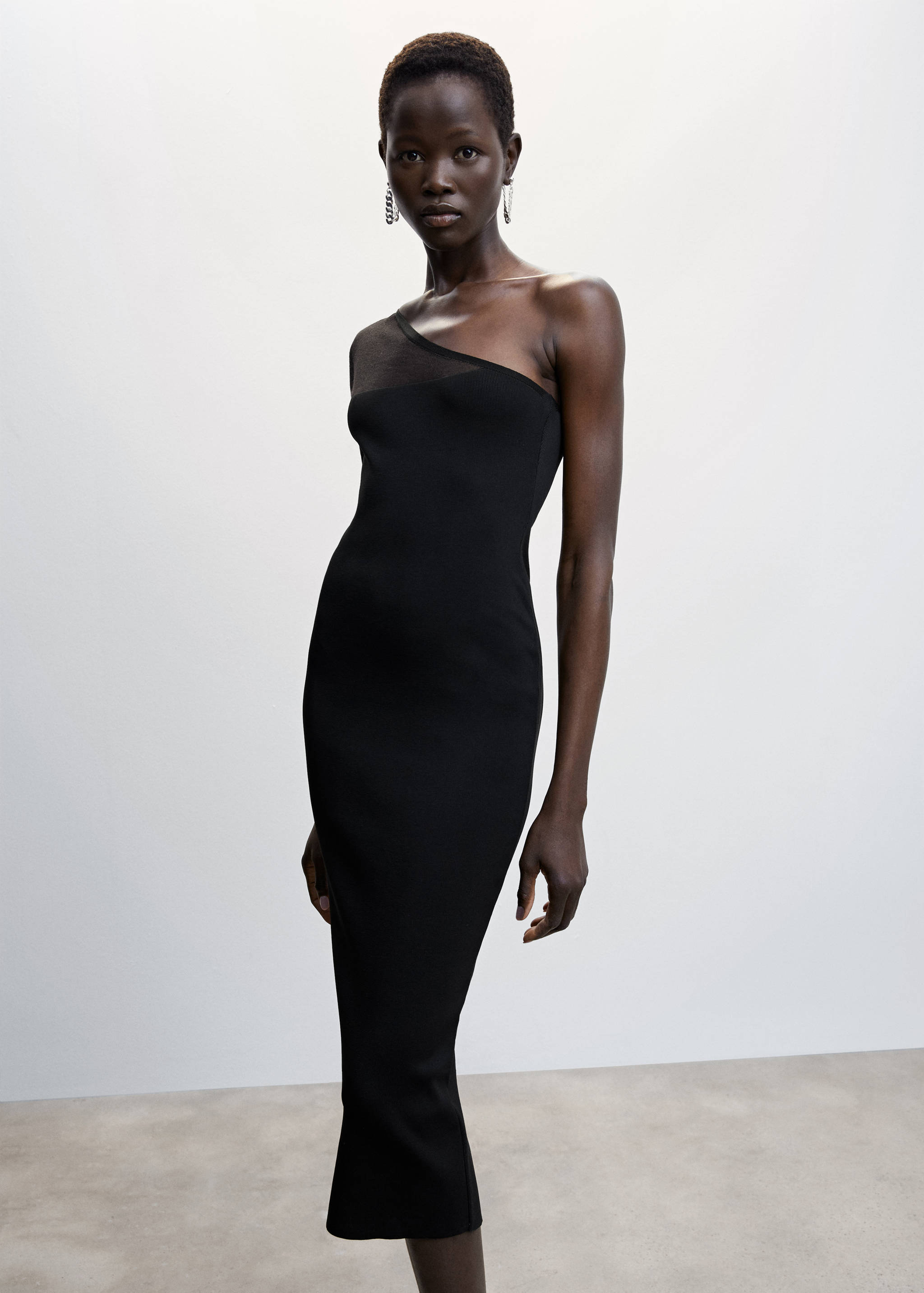 Asymmetric neckline dress - Medium plane