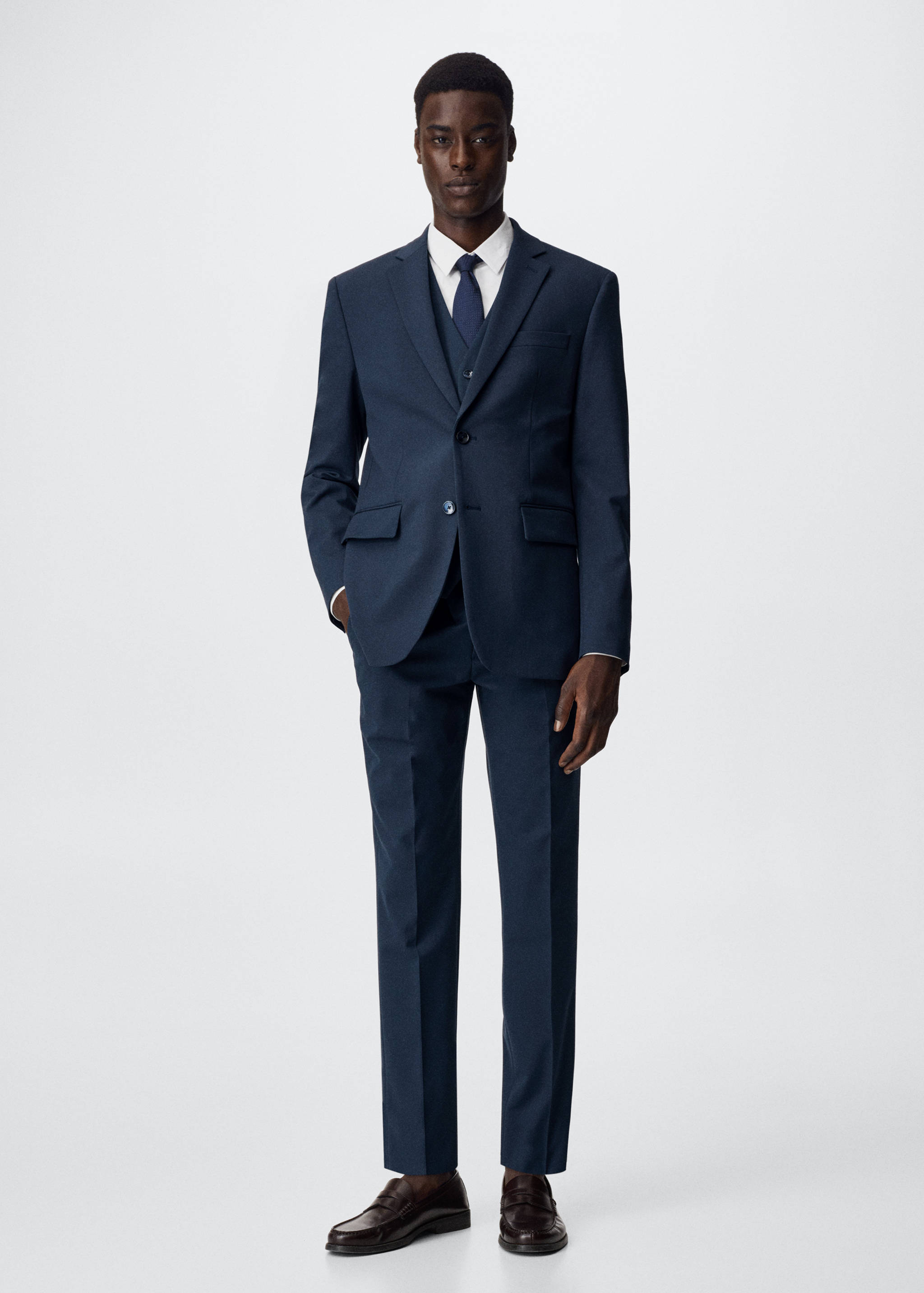 Slim fit microstructure suit trousers - General plane